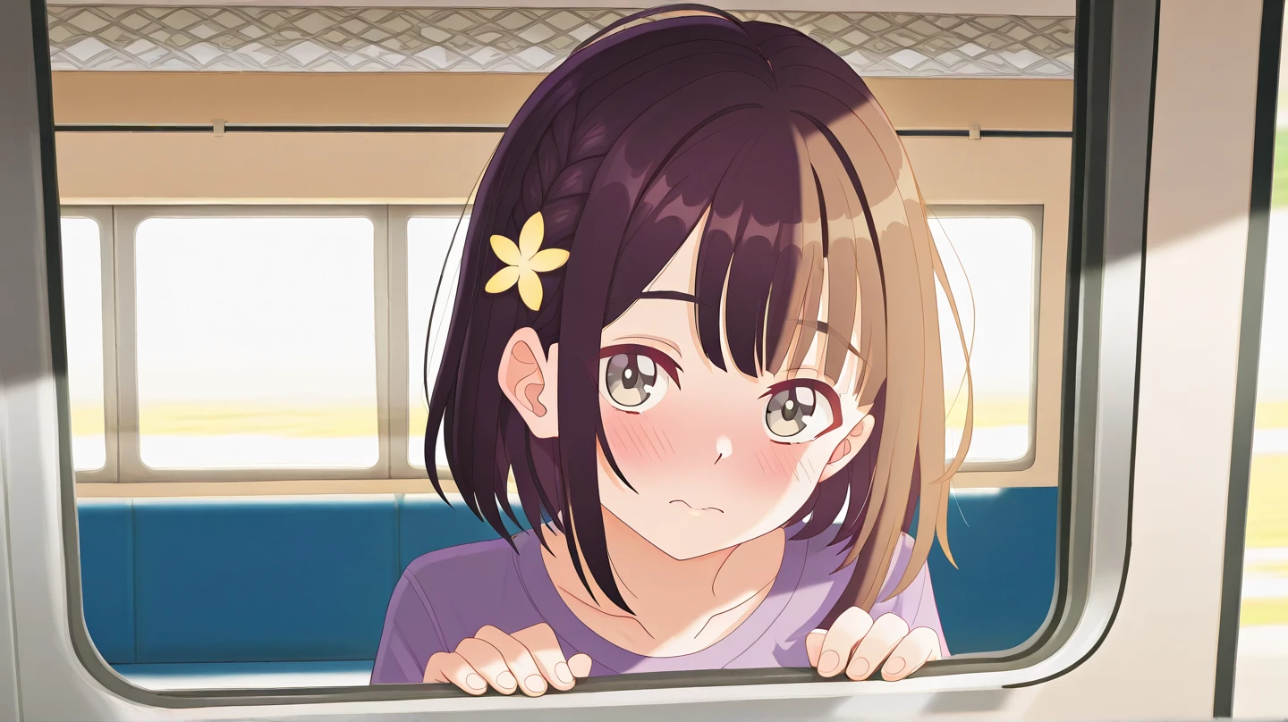Maho Nishizumi,
Pink jacket,Pink Skirt,
Semi-short hair,Brown Hair,Brown Eyes,Small breasts,
Smiling expression,Open your mouth,from the front,Summer season,Holding a soft drink,
Inside the bus,Broken posture,Sit in your seat,At least one shoulder bag,
Beautiful image quality,