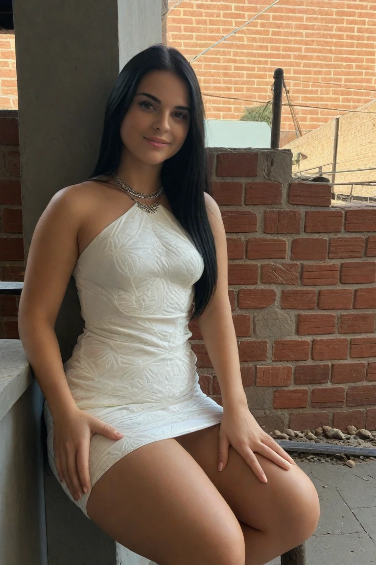 Araffe woman in a white dress sitting on a sofa, tight dress, pretty face with arms and legs, skintight dress, sexy dress, wearing simple, tight clothing, wearing a short wet white dress, in a dress, wearing a nice white dress, Violet Myers, in white clothes, tight suit, a beautiful woman dressed in white, tight suit blanco liso