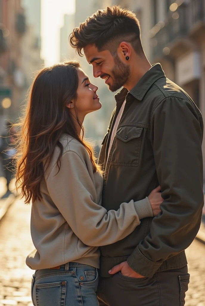 man and woman hugging in love
