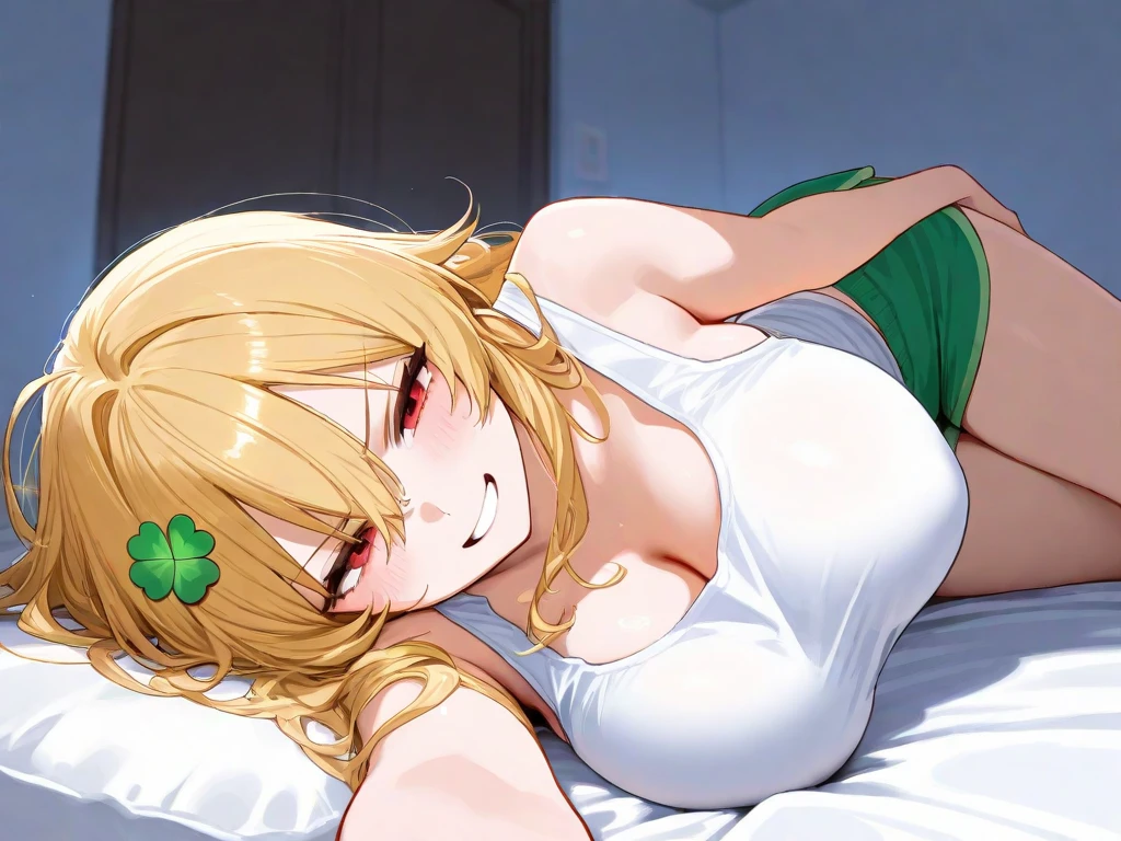 bikini、(Are sleeping:1.5)、Pulling legs、One girl,lease, sweating,blush,Cleavage,Wet body, Back to viewers,((From below)),teeth,sweating,vapor,teeth focus,((hands on teeth)),Five Fingers,thigh,ふくらteethぎ
