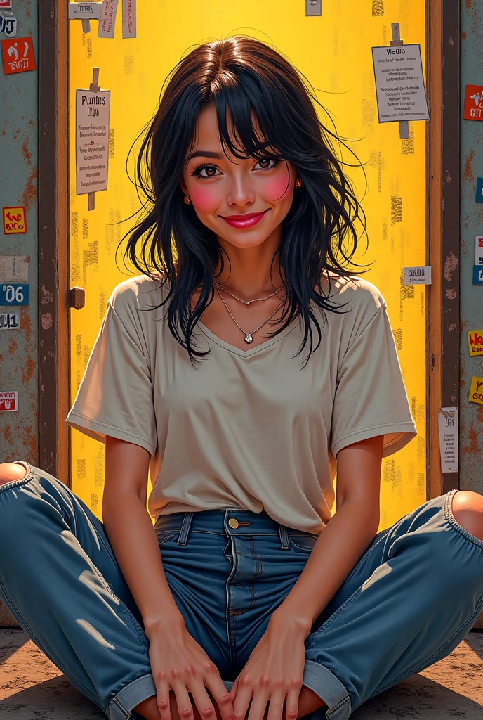 Smiling  girl, Sitting, language, A mess, Bad boy