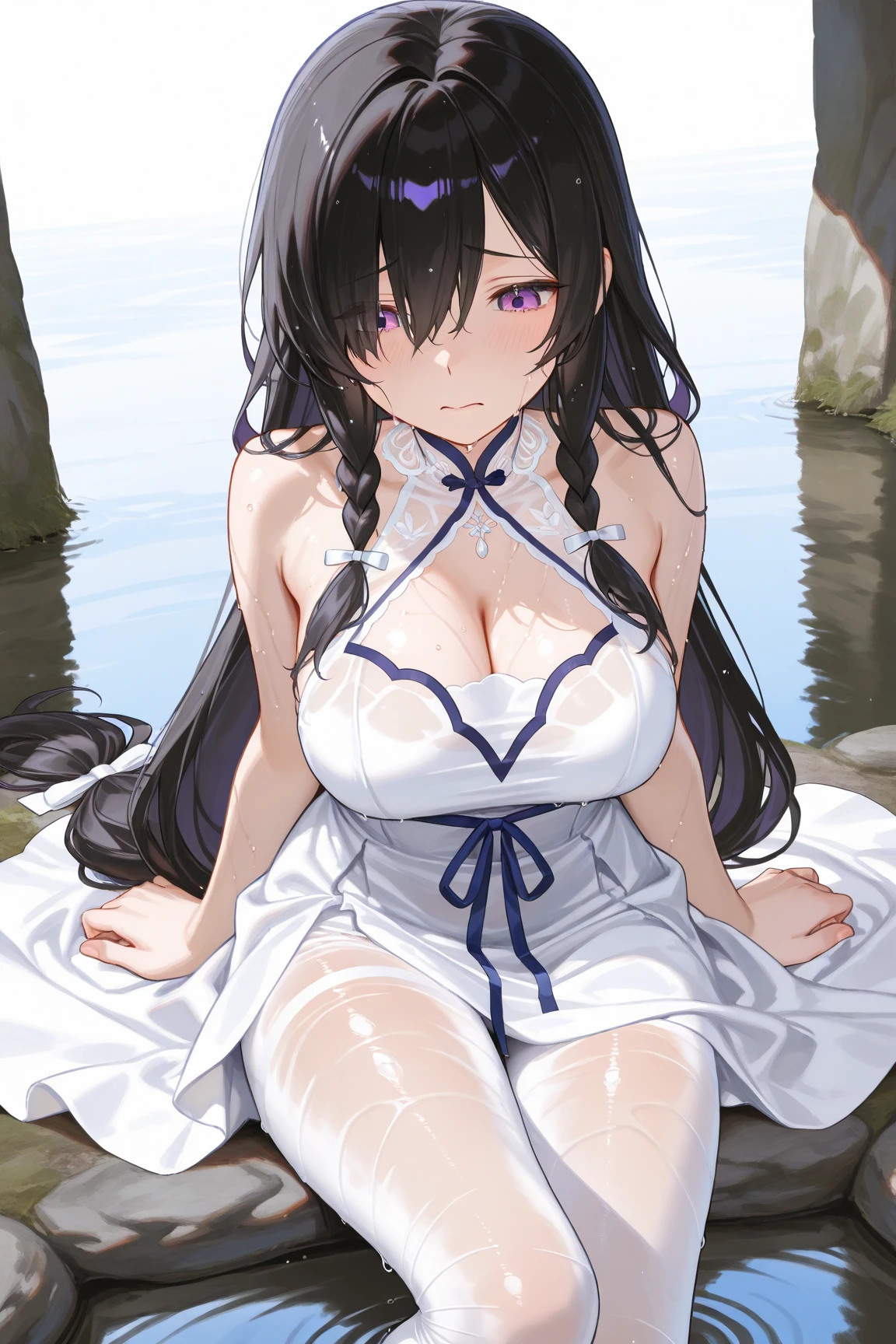 Flowers bloom by the water、weeping cherry blossoms、wisteria flowers、water reflection!!!!!、sheer lingerieを着てポーズをとるアラフィフの女性写真、See-through lingerie beauty、Intricate and detailed lace set、Wearing sexy see-through lingerie、garter belt、push up underwire。complex, captivating and captivating、wavy slutty transparent lingerie、光沢のあるsheer lingerie、sheer lingerie!!、Woman in see-through lingerie posing for a photo、sheer lingerie!!、beautiful female body、fantastic and fantasticな雰囲気、see-through lingerie、Sheer frills、光沢のあるsheer lingerie、translucent dress、dreamy aesthetics、mysterious softness、a blurred glow、soft aesthetics、transparent underwear、fantastic and fantastic、translucent body、fantastic and fantasticなスタイル、fantastic and fantastic、(((Big big breasts)))、beautiful leg style、stylish hair、cute hairstyle、Many petal body esbian、