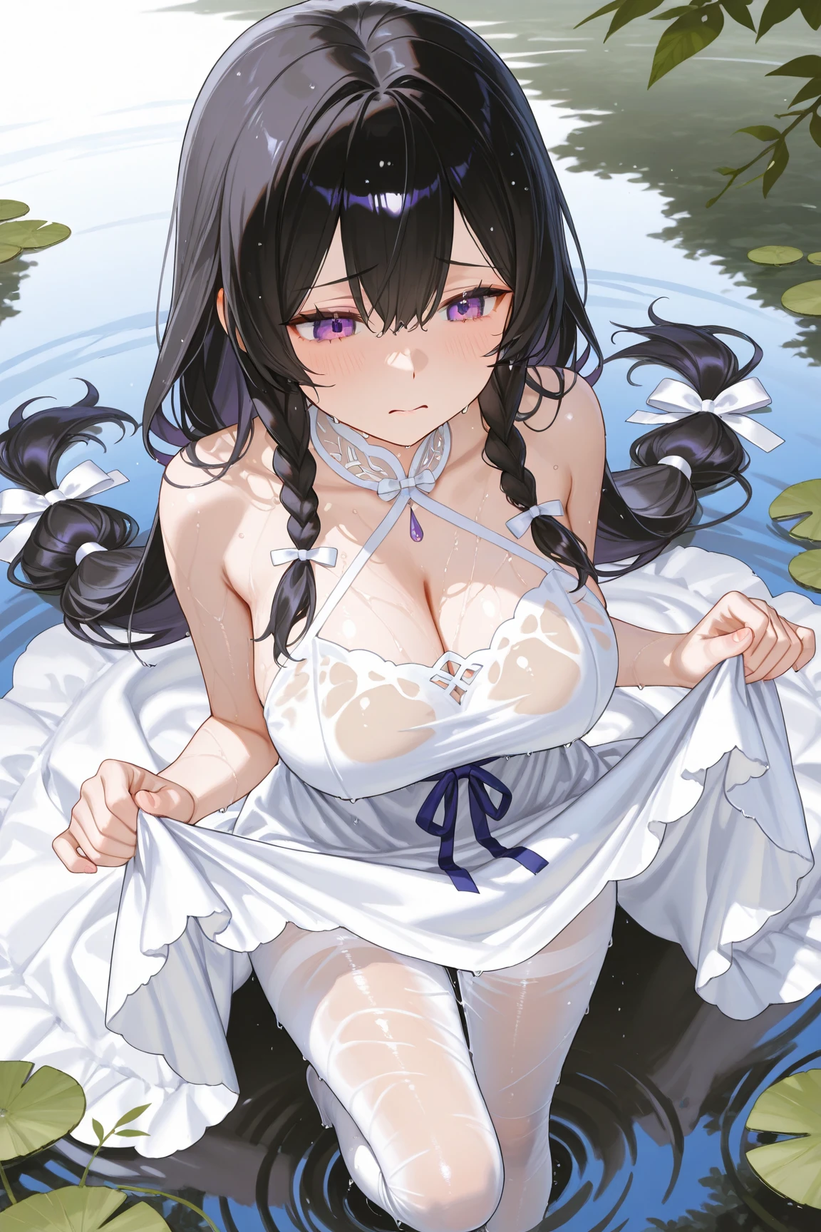 Flowers bloom by the water、weeping cherry blossoms、wisteria flowers、water reflection!!!!!、sheer lingerieを着てポーズをとるアラフィフの女性写真、See-through lingerie beauty、Intricate and detailed lace set、Wearing sexy see-through lingerie、garter belt、push up underwire。complex, captivating and captivating、wavy slutty transparent lingerie、光沢のあるsheer lingerie、sheer lingerie!!、Woman in see-through lingerie posing for a photo、sheer lingerie!!、beautiful female body、fantastic and fantasticな雰囲気、see-through lingerie、Sheer frills、光沢のあるsheer lingerie、translucent dress、dreamy aesthetics、mysterious softness、a blurred glow、soft aesthetics、transparent underwear、fantastic and fantastic、translucent body、fantastic and fantasticなスタイル、fantastic and fantastic、(((Big big breasts)))、beautiful leg style、stylish hair、cute hairstyle、Many petal body esbian、