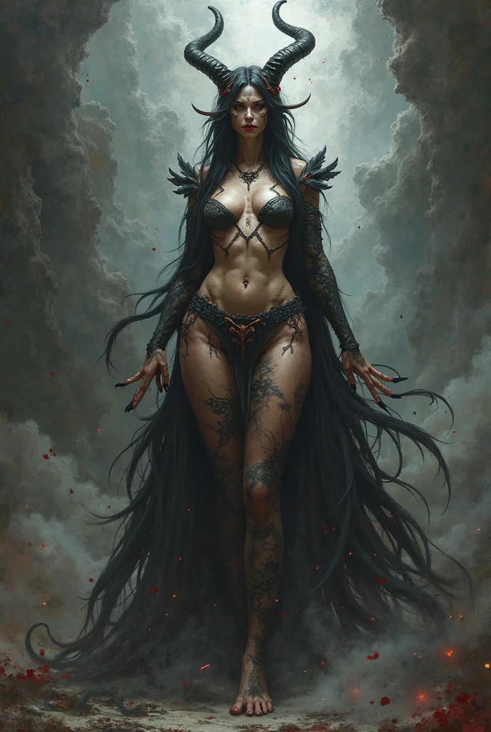 Close-up full body portrait, ultimecia, ((photoshoot)), from below, buxom demoness, flame_atronach, mature, milf, full body portrait, posing for onlyfans, slutty erotic succubus, day of the dead, bodypaint, armoured pauldrons, scary detailed art in color, rage, sultry, amused expression, busty, curvy hips, sexy, alluring, erotic posing with open legs, spiked panties, cameltoe, highly detailed fantasy art, beautiful fantasy art portrait, intricate detailed digital art, highly detailed digital painting, digital art fantasy art, mark brooks detailed, detailed fantasy digital art, amazing detail digital art, close-up portrait demoness skull, by Todd Lockwood, liquid metal girl
