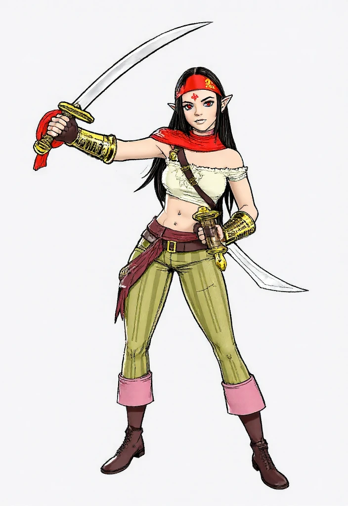 As you can see, she've got 2 arms. Take one of them off. Keep the small staff, and give her a side position too. Front, side, and back.