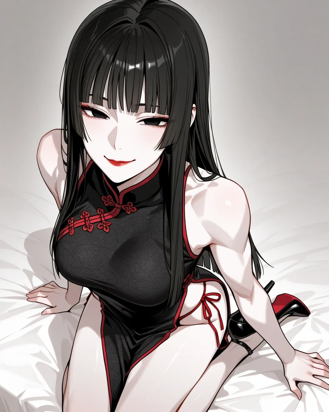 nsfw,((vaginal penis:1.2)),((1man and 1woman,having sex)), standing_missionary1woman solo,20 year old beauty,small head:1.3、black hair,long  hair,blunt  bangs,black eyes,crying,drooling,slender body, ideal ratio body proportions,medium breasts,standing,spread legs:1.3,gleaming skin,Perfect Anatomy,sweat,((black cheongsam dress、sleeveless、short length and deep slit、The hem of the rolled up dress、vagina,thigh_gap, black_thighhighs)),   BREAK   (((Depicting a large group of people in the background:1.5,Number of people is random、many people blurt out、 venue、luxury hotel)))、indoor lighting、(NSFW:1.5)(exposed visible breasts:1.5)