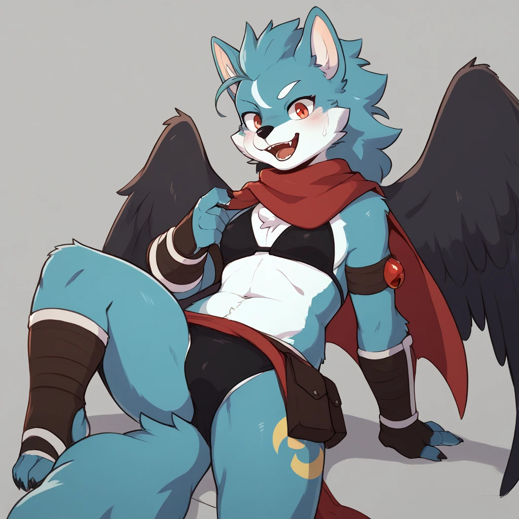 micropenis, erect, genitalia, 20 years old, canine, ((solo)), small, (masterpiece:1.2),(anatomically correct:1.1), high quality:1.3, fullbody, blue body, fluffy, white background