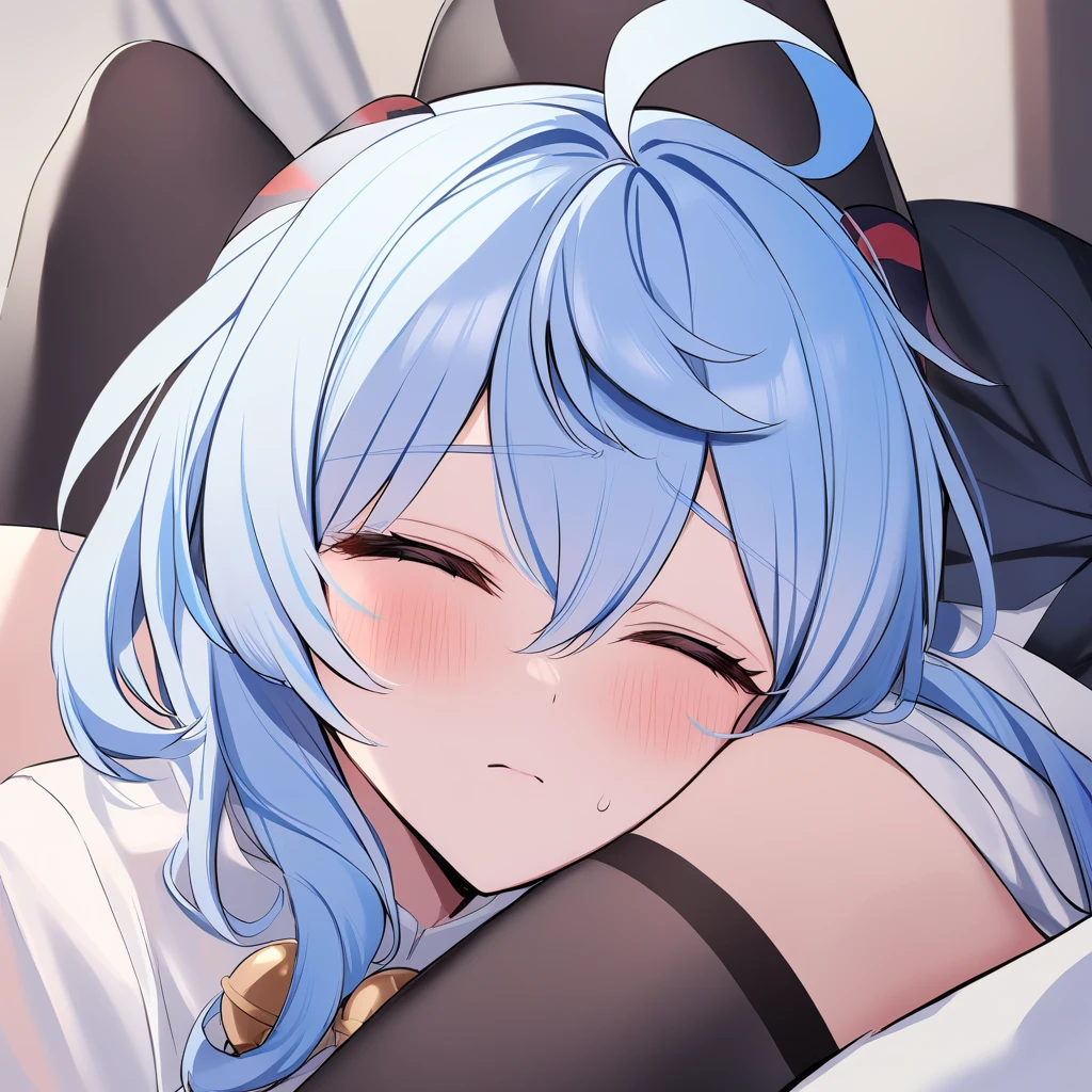 ((Best quality, 8k, Masterpiece :1.3)), 1girl, Pretty woman with emphasizing slender abs :1.3, Casual outfit :1.2, Indoor, Ultra-detailed face, Detailed eyes, Double eyelid,couch, headpat, standing