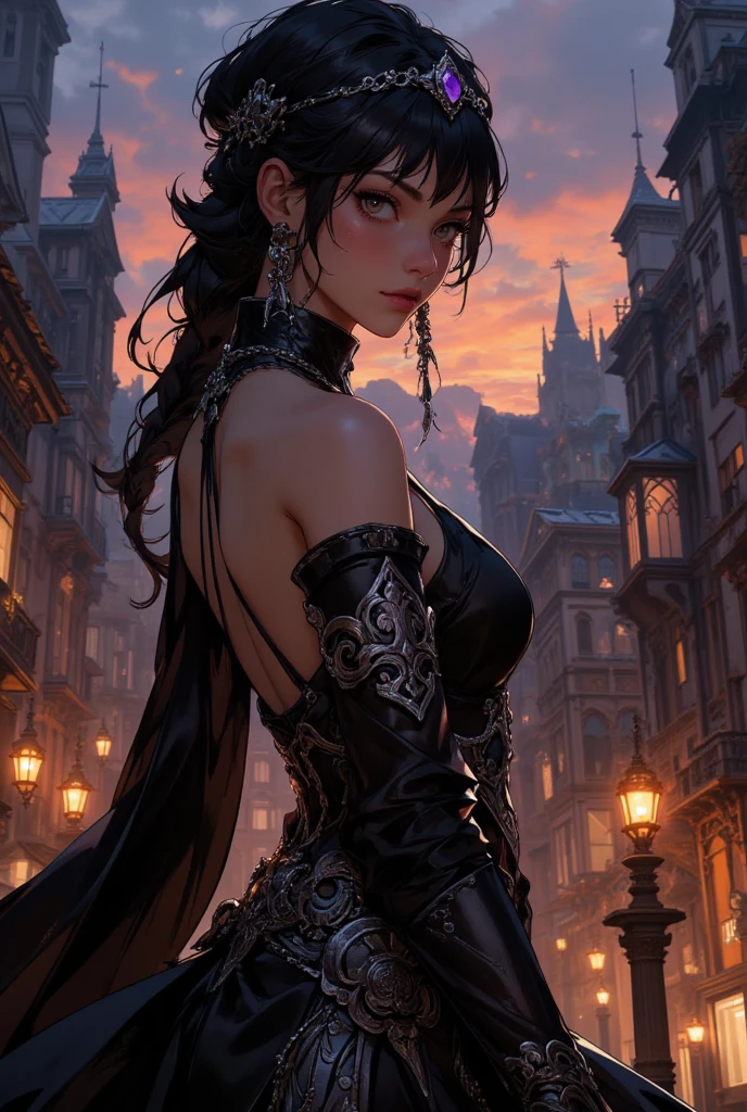 Close up of a woman with black hair, beautiful character painting, splashing ink, epic fine character art, amazing character art