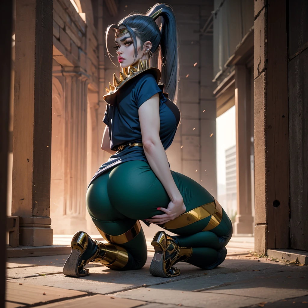 obra-prima, Ultra High Definition, maximum resolution, 8k, Bulma (Dragon Ball), jovem, sozinha, (corpo inteiro) magra, (identical to anime), quadris largos, coxas grossas, bunda grande, bunda empinada, rosto muito detalhado, olhos muito detalhados, delicate strokes, wear a micro short e mini blusa, natural  lightting, sorriso malicioso , (Front view)