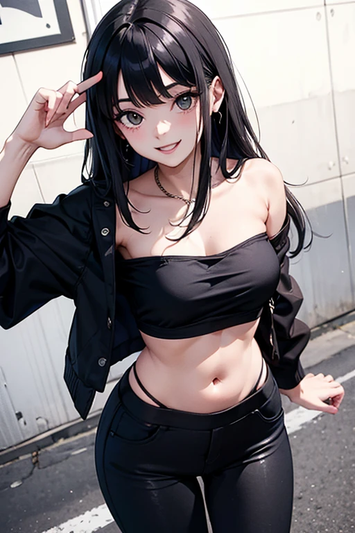 Goth fox girl on the ground with her vagina out , 6 pack abs , scared expression , blushing