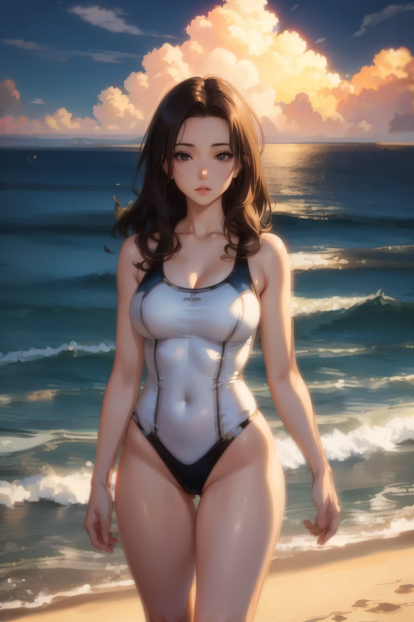 1 girl in, serene expression, ojos fascinantes, largo, cabello rosa claro lacio, Light purple turtleneck swimsuit, postura serena, piel de porcelana, rubor sutil, (edge lighting): 1.2, warm tones, resplandor solar, sombras suaves, colores vibrantes, Pictorial effect, Dreamy atmosphere BREAK scenic lake, Distant mountains, salsa, aguas tranquilas, reflejo, nubes iluminadas por el sol, ambiente tranquilo, Idyllic sunset, ultra detallado, arte oficial, fondo de pantalla de unidad 8k, Zentangle, mandala, (((sentada en una roca con las piernas cruzadas))),