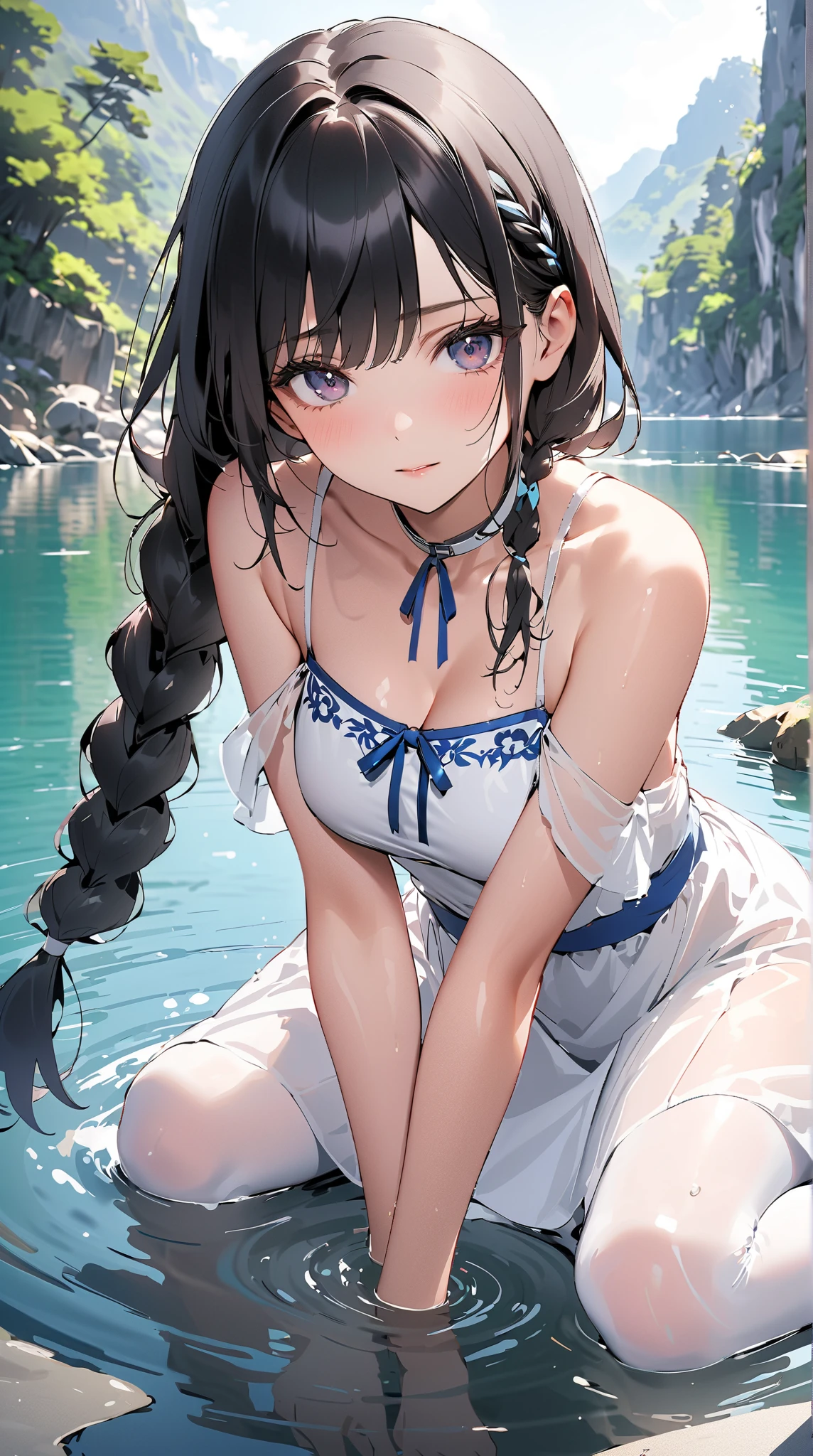(best quality,ultra-detailed,realistic:1.37),beautiful young Japanese American woman,glistening rose-gold details,shimmering silver accents,soft pink and white hues,vibrant yellow and red tones,subtle hints of blue and orange,elegant purple undertones,lush green surroundings,traditional kimono attire with intricate patterns and delicate embroidery,natural and effortless beauty,mesmerizing almond-shaped eyes and long eyelashes,rosy cheeks and perfectly shaped lips,wavy, flowing black hair cascading down her back,sitting gracefully in a serene garden,soft sunlight casting a warm glow on her flawless porcelain skin,surrounded by blooming roses and cherry blossom trees,a sense of tranquility and harmony,pure and ethereal aura,subtle yet captivating expression on her face,delicately holding a fan adorned with delicate cherry blossom motifs,an enchanting blend of Japanese and American cultures,alluring and captivating presence, a true embodiment of beauty and grace. (Anime art style), (full body)