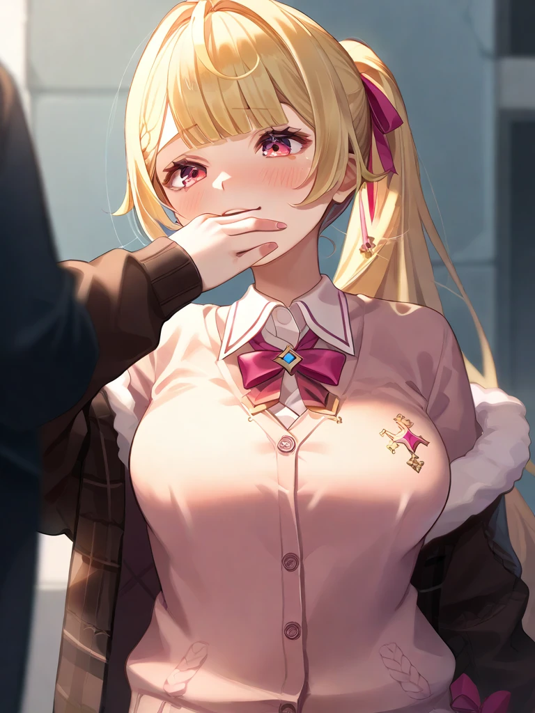 masutepiece, Best Quality,Illustration, Wallpaper, ultra -detail, Little Face Lori、(((molesting)))、Detailed eyes, Complex hairstyle、Sareme、((fear:1.5))、(Teary-eyed:1.5)、(((Cute underwear)))、(Blouse、skirt by the)、ample breasts、((Morester))、((Girl being taken off her skirt by a man))