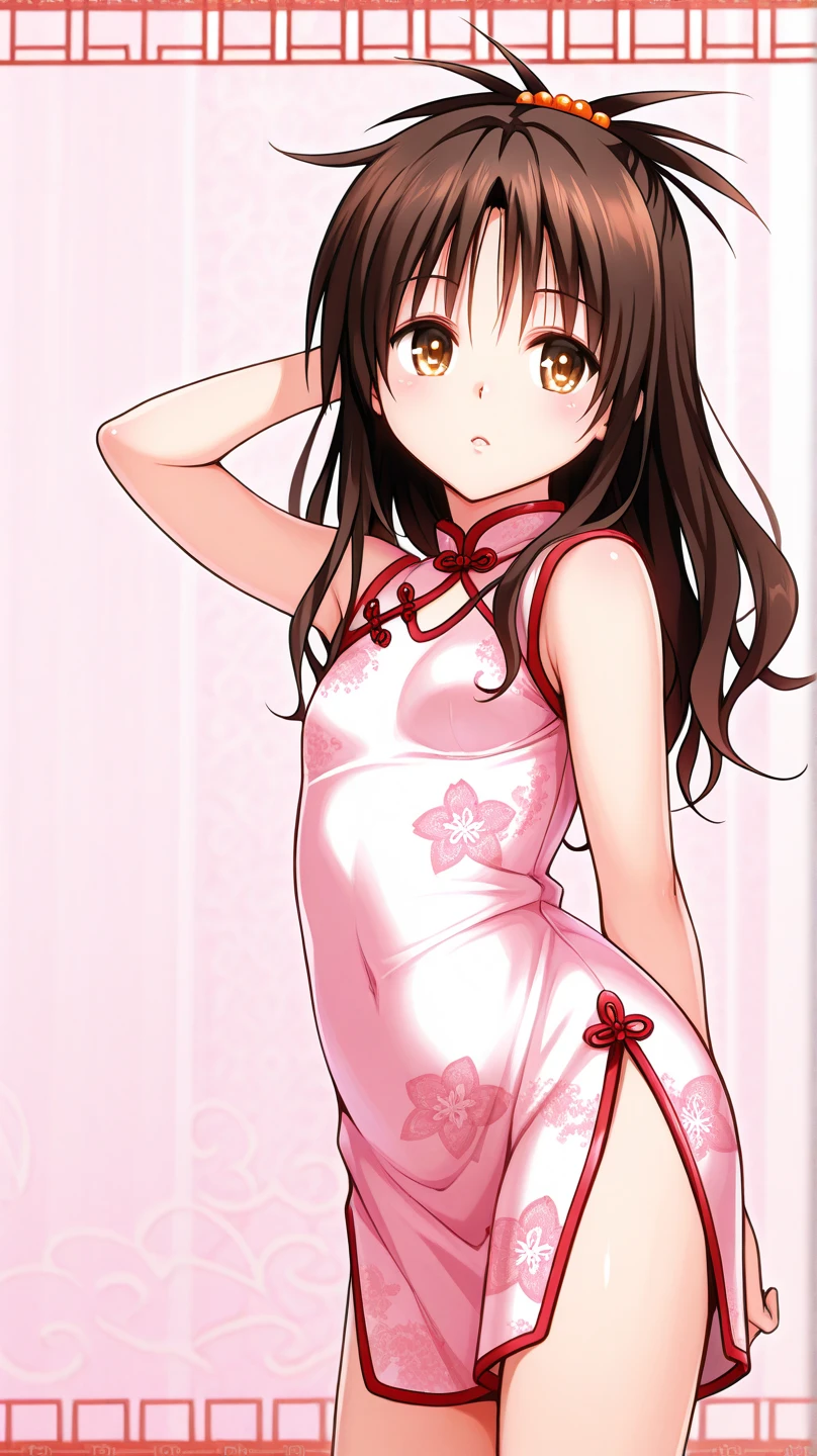 Beautiful 15 year old Chinese Kung Fu girl princess with long black hair　Gorgeous embroidery, Ultra glossy, She is wearing shiny red long sleeve floral pajamas....　She was made to lie down on a red enamel futon, the futon was draped over her upper body, her pussy was spread and a penis was inserted into her vagina.