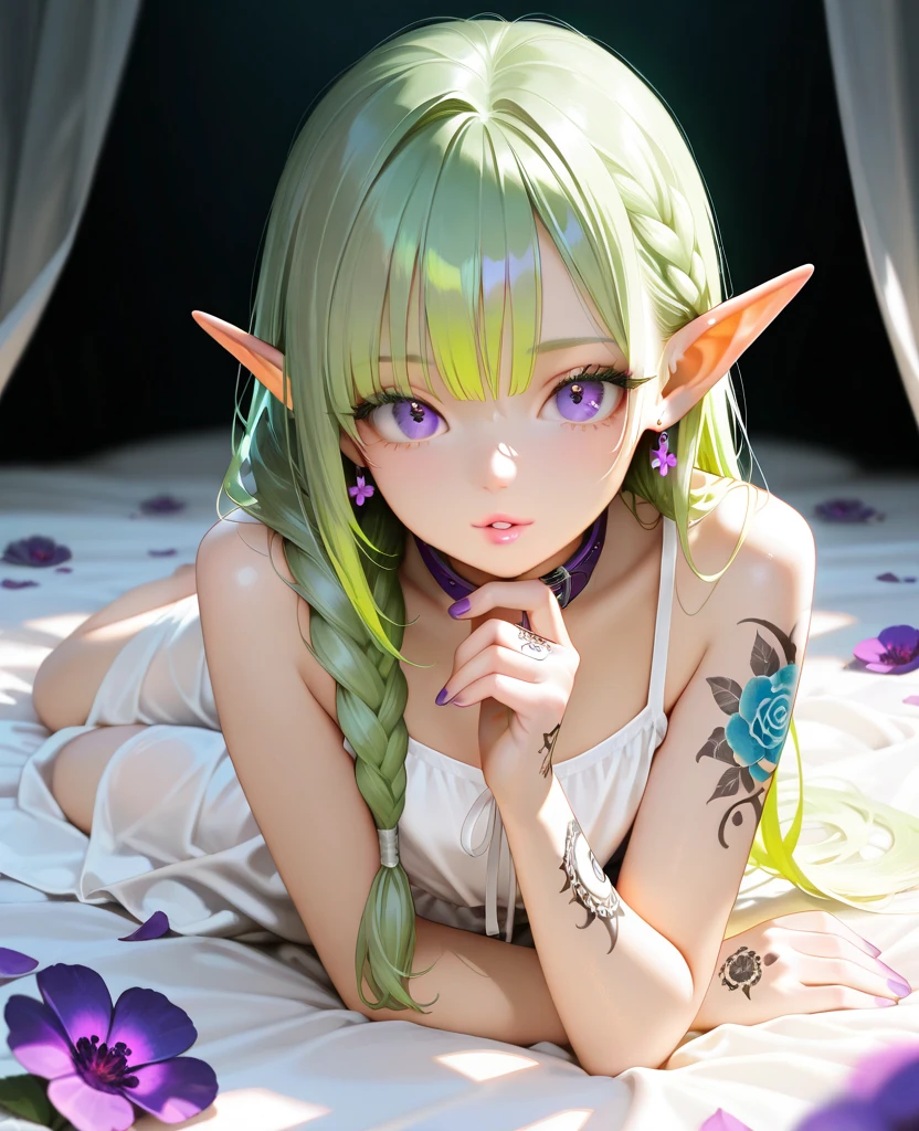 ((best quality)), ((masterpiece)), (detailed), 1girl, off-shoulder sweater, little tribal,(((little ,small))),(round face),(little chest),(big forhead:1.2),(beautiful big eyes:1.3),extremely detailed cute anime face, (((flat chest))),((((long twin braids,tight braids,long braid,braided hair,long hime cut,colored inner hair)))),intricate eyes,beautiful detailed eyes,symmetrical eyes,((((lustrous skin:1.5,bright skin: 1.5,shiny skin,very shiny skin,shiny body,Reflective skin)))),(((detailed face))),beautiful detailed lips,(nsfw)), loincloth,(tribal clothes,style),(tribal clothing),((wet clothes,)), dynamic pose,looking at viewer, (((embarrassed))),(horrified expression),highres,(best quality),(ultra detailed,extremely detailed),perfect face details, ((masterpiece:1.4, best quality))+, (ultra detailed)+, long twintails, (white thighhighs), cute girl,blue clothes, (flat chest:1.3), 1 fairy girl, off-shoulder sweater, a fairy, fairy girl, winged pixie girl, girl fairy, various different types of insect wings, small breasts (flat chest:1.3), NSFW,tentacle-like vines, Covered with tentacles, encoiled by tentacles, Tentacles around the body, many tentacles, captured by tentacles, bound by tentacles, trapped by tentacles, Fine details,Tentacled,Tied with tentacles, roaming tentacles, drooling,Crying,horrified expression, panic, fight for survival, helplessness, Detailed body,Full limbs,NSFW, being pulled into a flower, wild environment, jungle, terrifying floral environment, horrific nature, predatory flora, fairy catcher, fairy trapper, fairy catcher plant, tentacle-like vines, fairy trapper-plant, fairy catcher flower, tentacle-like vines, fairy trapper-flower inspired by carnivorous plants; a plant occupying the equivelant evolutionary niche as a spider would