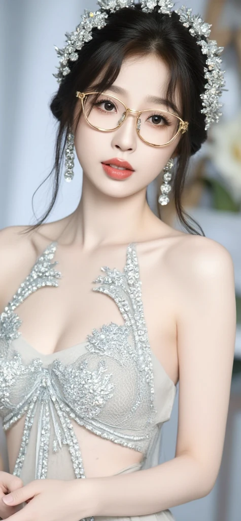 1 girl, Korean model, extremely beautiful, perfect body. 8K photo quality, lifelike, masterpiece, sharpest and highest contrast, super realistic color photos. Her hair is pink, long and smooth, the wind blows it beautifully under the bright sunlight. Beautiful face, perfect and sexy, holy, perfectly proportioned, beautiful in every detail, ((shiny)), high-end cosmetic makeup. Bright smile, pure white teeth and details. Sexy glossy red pair, brilliant glossy red lips. Brown eyes, glossy, seductive, ((sharp makeup)), realistic, ((wet eyes)), details, pink eyeshadow, eyelashes, blush, high-end cosmetics. Two delicate eyelids, perfectly beautiful and detailed, black eyelashes. Eyebrows are curved, sparse, sharp and detailed. High and detailed nose. Blush, prominent and detailed cheekbones. ((Bright white skin)), detailed pores, shiny skin, smooth and shiny skin. Hands are beautiful, perfect, ((no flaws)), no defects. Her breasts are big and full, her nipples are prominent and detailed, her cleavage is deep and firm, tight under her bra. Buttocks are plump and fit into underwear. Mesh bra, metallic thread, ((shiny)). Body-tight underwear, bright red color. 3-hole leather jacket, red dress, necklace, earrings, bracelet. Multicolored, sparkling photon light illuminates the girl's body, illuminating her shiny face.