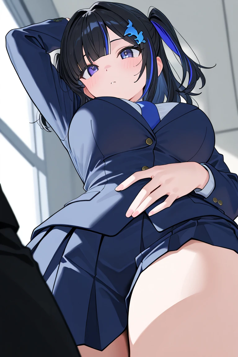 score_9, score_8_up, score_7_up, black background,
BREAK
source_anime, rating_explicit, Expressiveh,
BREAK
1girl, black hair, ponytail, blunt bangs, huge breasts, happy, spoken heart,
white thighhighs, pleated mini skirt, brown blazer, lace thong,
tall, leggy, shiny skin, heavy breathing, wide hips, tight waist, thick thighs,
pussy juice, cameltoe,,
clitoris,
standing split, 1 leg up, knee up, spread legs,