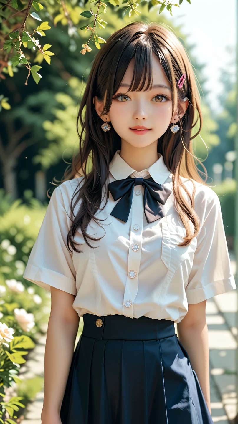 (Raw photo, Best Quality), (Realistic, photoreallistic:1.3), Maste Piece, extreamly delicate and beautiful, Extremely detailed, amazing, finely detail, Light Smile, very detailed CG Unity 8K wallpapers, huge filesize, Ultra-detailed, A high resolution, absurdist, Soft light,black-haired、Black eye、japanes、 Floating Hair NovaFrogStyle)), a beautiful detailed girl, Detailed fingers, very detailed eyes and faces, beautiful detailed nose, Beautiful detailed eyes, long eyelashes, Light on Face, Looking at Viewer, Cute, (Full body:1.3), ((Small breasts)), Realistic face, Realistic body, beautiful detailed thigh, (URZAN-6500-v1.1:0.8),a smile,A schoolgirl,seethru school uniform,nights,City lights、twintails