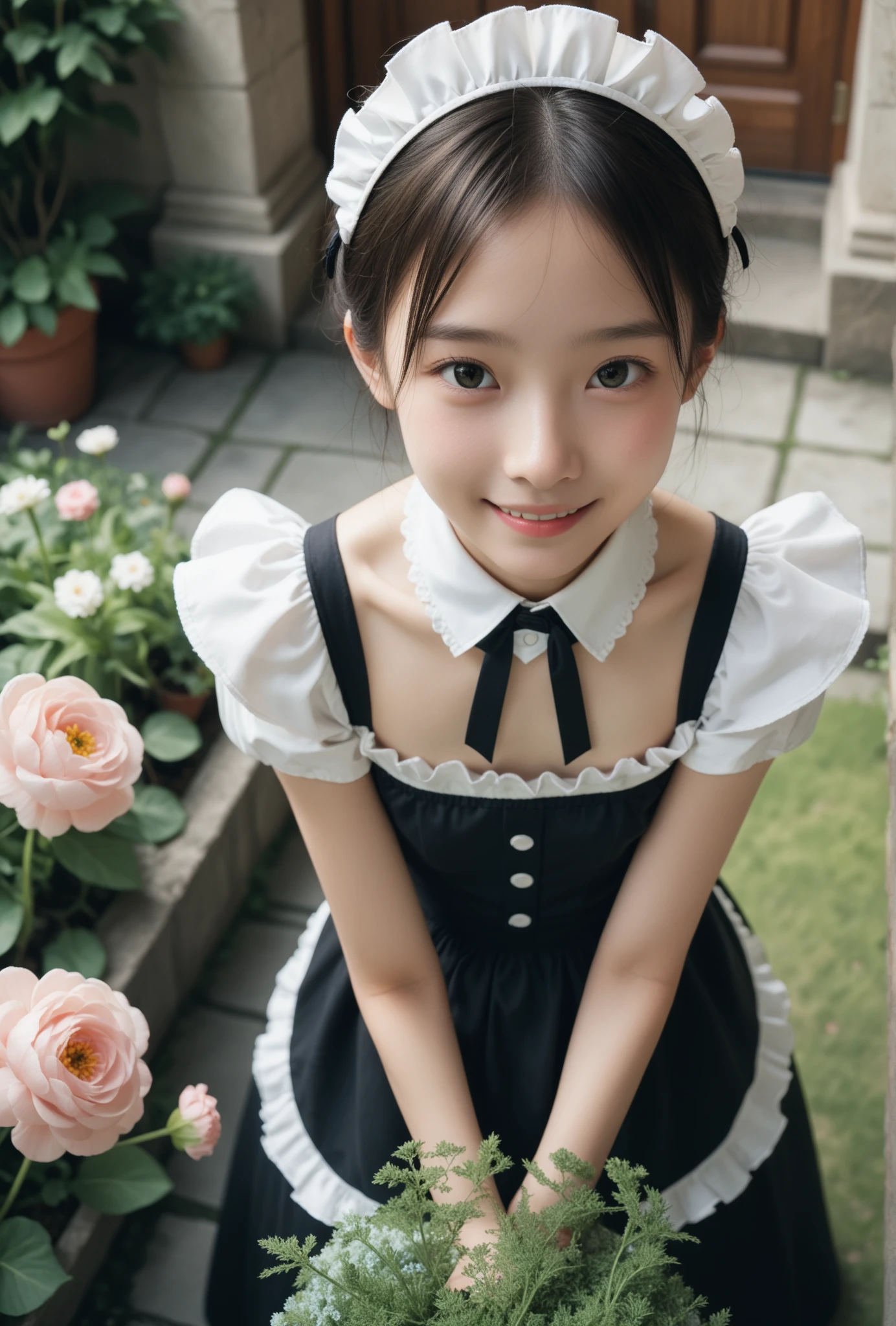 (top-quality、masterpiece:1.2)、Best Quality、realisitic、photoshot、hight resolution、1080p、8K、Textured skin、Physical Rendering、1 Japan Girls、High school students、kawaii、Young Face、Rolled hair、(ta Fashion:1.5)、Room full of balloons、full of shyness、smil、Big