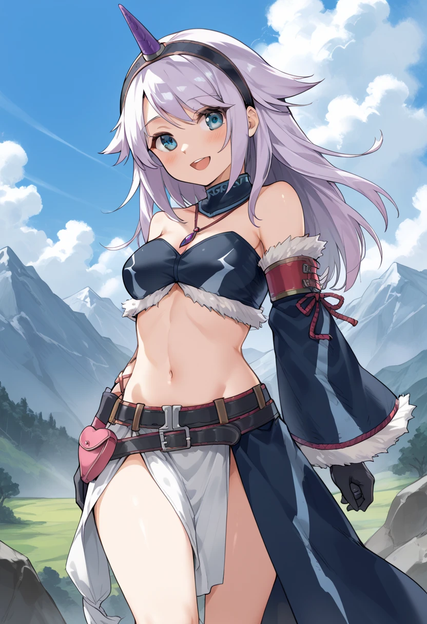 _asura style, 1girl, breasts, swimsuit, bikini, solo, pink_hair, long_hair, snow, goggles_on_head, large_breasts, goggles, black_bikini, navel, outdoors, purple_eyes, sitting, gloves, looking_at_viewer, ponytail, side-tie_bikini_bottom, wariza, scarf, jacket, cleavage, very_long_hair, open_clothes, black_gloves, white_scarf, day, open_jacket, sky, bangs, mountain, string_bikini