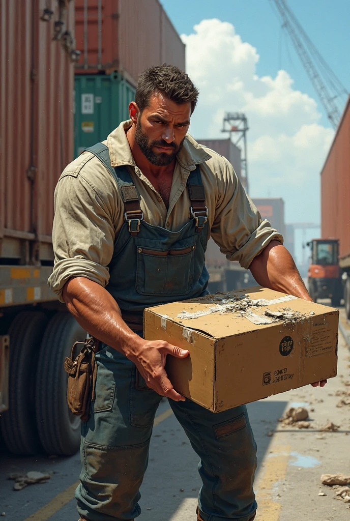 He is a 2 tablet-wielding auto mechanic with a strong, muscular build and slightly greasy, tousled short hair. They wear a well-worn hat, durable work shirt with rolled-up sleeves, grease-stained overalls and heavy-duty work boots. Their hands are often smeared with oil, and they have a custom engraved key in their back pocket. Their sharp eyes and confident demeanor reflect their deep knowledge and passion for cars.