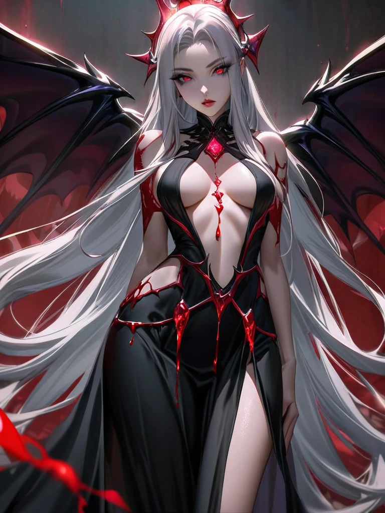 Fine, (Best Illustration), 8k Resolution, Intricate Details, Best Quality, Realistic, Ultra Detailed, Best Lighting, Best Shadows, Ultra HD, A Necromancer, Night, Magic, Dark Style, Vampire, Bat wings, red glowing eyes