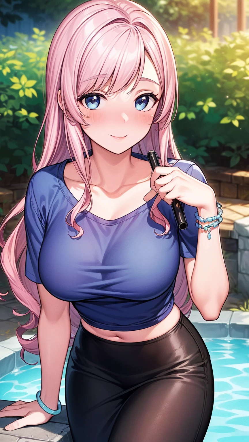 <lora:xiaoheå¤ç¦¾:0.8>,(small_breasts:1.2),super high resolution,best quality,Photos,4k,(Realistic:1.2),xiaohe,1girl,pale_skin,pink hair,long hair,blue jeans,curvy,