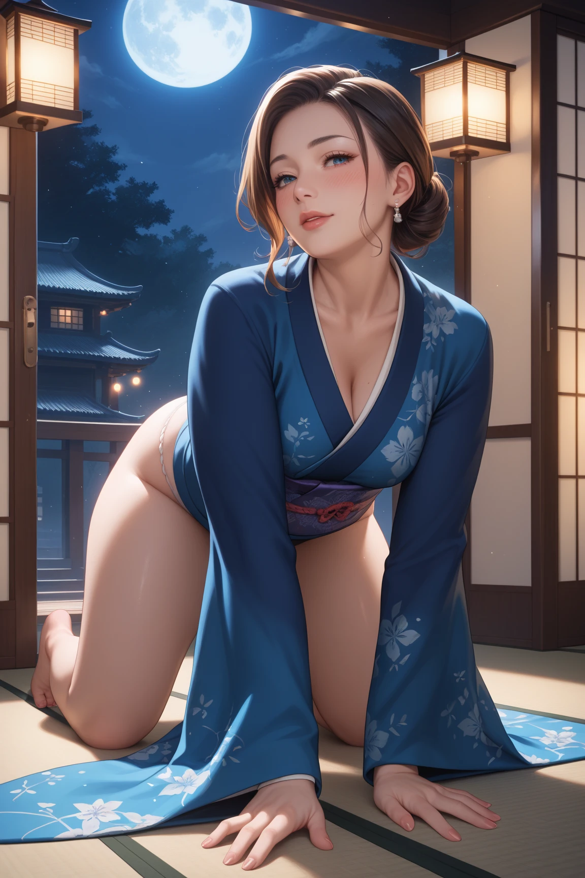 araffed asian woman with a flowered headpiece sitting on a mat, artwork in the style of guweiz, japanese goddess, trending on cgstation, beautiful alluring anime woman, beautiful digital artwork, extremely detailed artgerm, guweiz, dragon tattoo on back, artgerm. anime illustration, seductive anime girl, back view , naked top, no bra , wearing kimono , siting on kimono , long kimono , guweiz on artstation pixiv