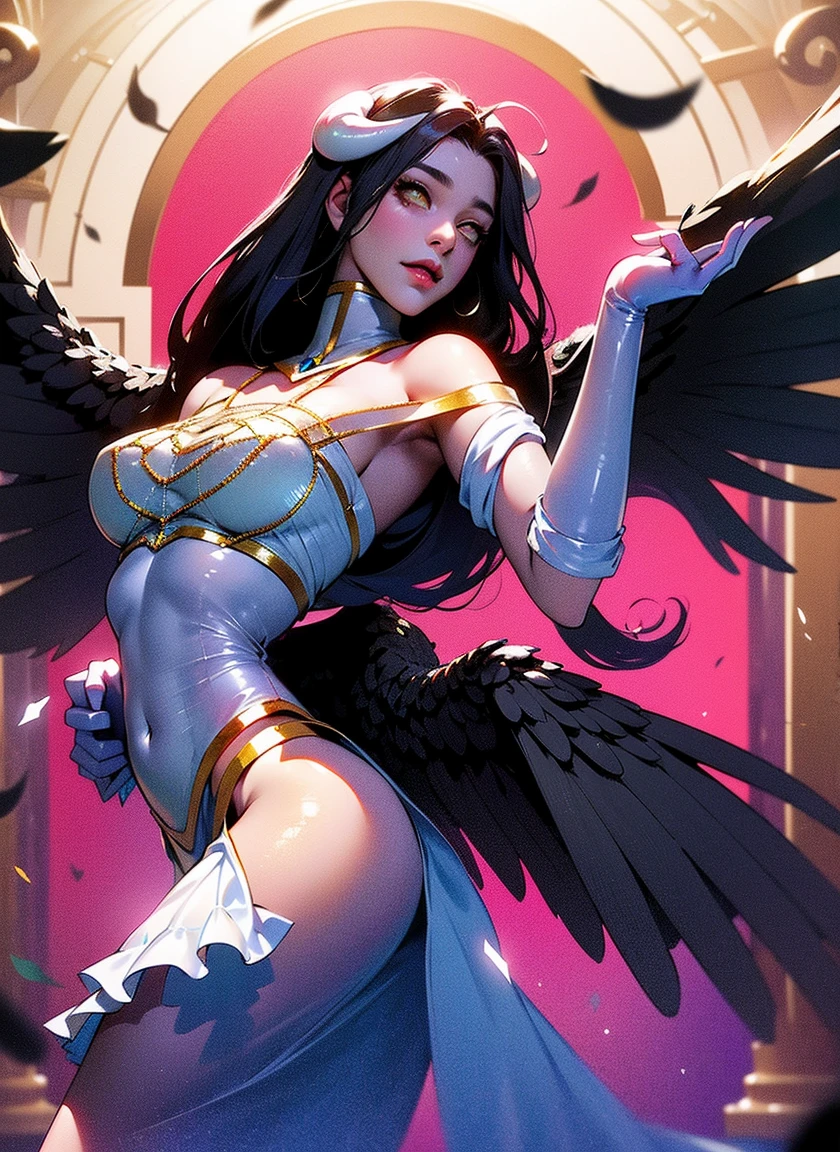 , sexyotic, Strikin realistic animated digital illustration. It depicts a noble young female princess knight leading an army on a medieval European battlefield. The look of shame on their faces as they endure rape and humiliatiohe is also a war priestess blessed by the goddess of war. Her armor is gorgeous and colorful, with elaborate embroidery and decorations that accentuate her divine figure. She is proficient in swordsmanship, and is depicted in a moment of performing this skill. To emphasize the moment of this technique, she is depicted from different dynamic angles, highlighting the movement and intensity of her swordsmanship. Her expression is stern and dignified, emphasizing her presence. A fierce black wind swirlnd her, and many eagles fly at high speed to enhance the effect of her technique. Her long black hair flows with her movements, and the background is filled with a battlefield that creates a dramatic atmosphere as she leads her army. An aura of divine light envelops her, her white wings dance and she is depicted as a neon-like luminous presence. Sacred blessing effects have been added to emphasize that she is blessed by the goddess of war. --NSFW, --sexy