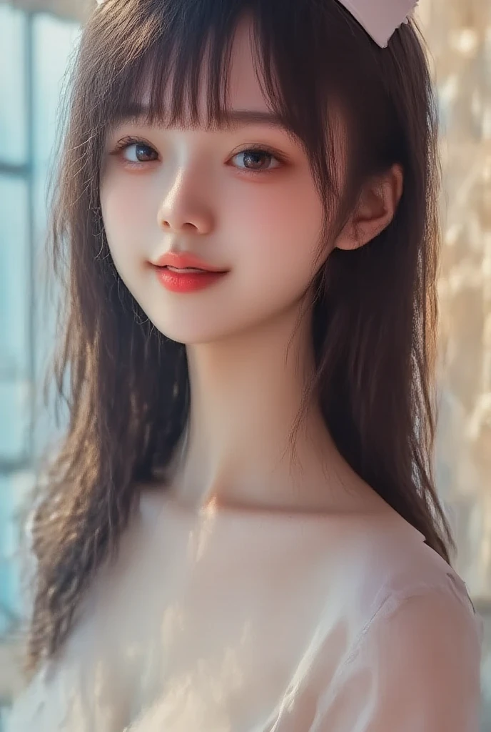 (Raw photography:1.2)、top-quality、a beautiful detailed girl、A smile、short-haired、extremely detailed eye and face、beatiful detailed eyes、huge filesize、hight resolution、8k wallpaper、finely detail、Highly detailed ticker uniform 8K wallpaper、Light on the Face、电影灯光、16-year-old girl、Cute poses、(photorealisim:1.4)、Human、super detailing、having clothes are worn、Ready Style、Hirahira、