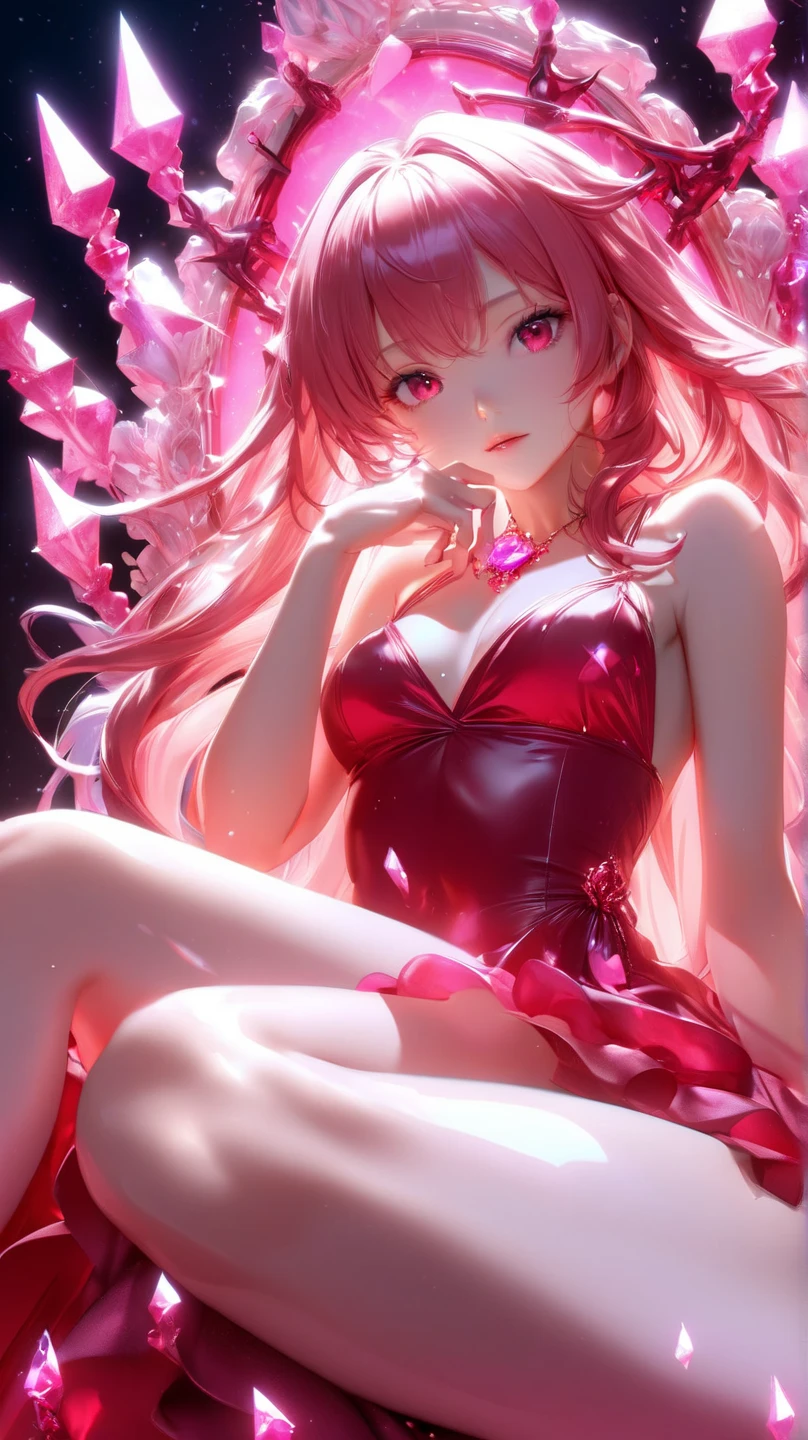 1girl, ballerina, ballet, pink ballet leotard, (masterpiece), best quality, (tights under leotard) highly detailed faces, graceful dancing (SHARP details), 4k, highly detailed, expressive eyes, SHARP detail expressive eyes, (SHARP detail perfect face), (cat ears), cat girl),maroon red hair,(shiny lipstick) (pink eyes), long hair, detailed face, medium breasts, long eyelashes, mature, (smirk, closed lips, big plump lips, eyeshadow) shiny skin, beautiful eyes,(detailed eyes, sharp eyes, clear pupils:0.8), blunt bangs, wispy bangs, naughty look, pink sparkles, butt, thighs, stage background, dark simple stage, cleavage