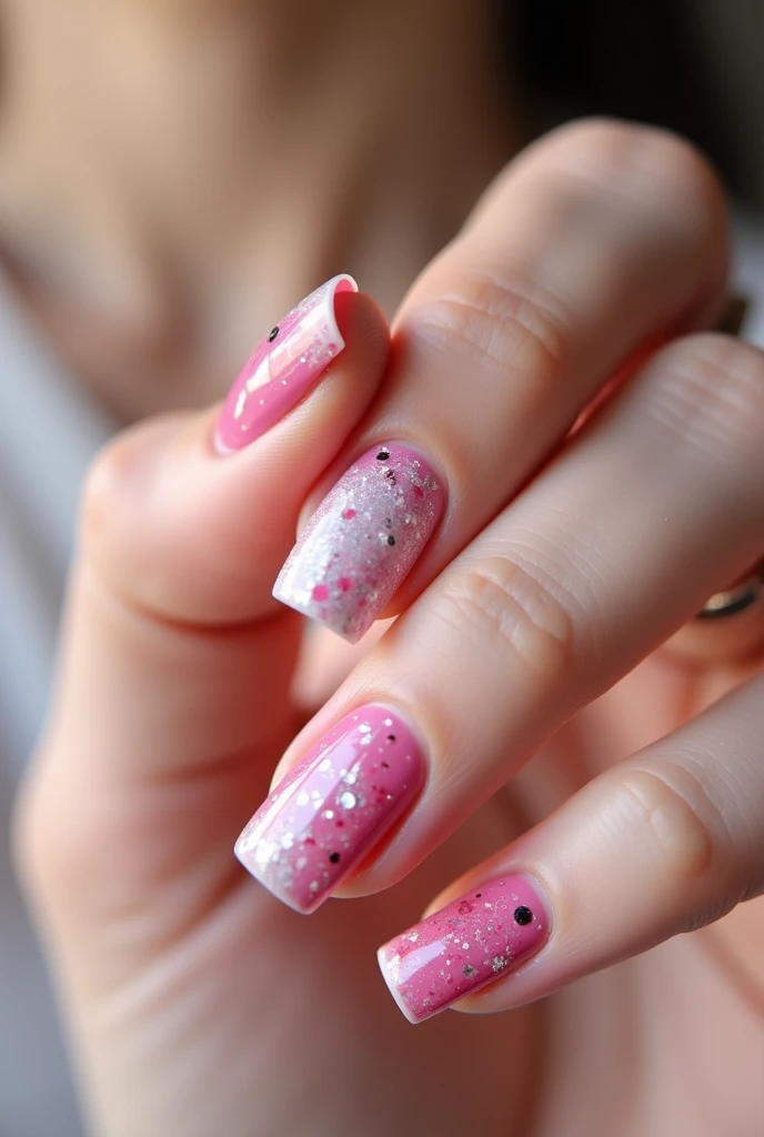 **Dewy Morning Nail Art:** The nails are painted with soft pastels, featuring tiny water droplets. The background on the left mimics a dewy morning garden, where the droplets glisten on soft petals.