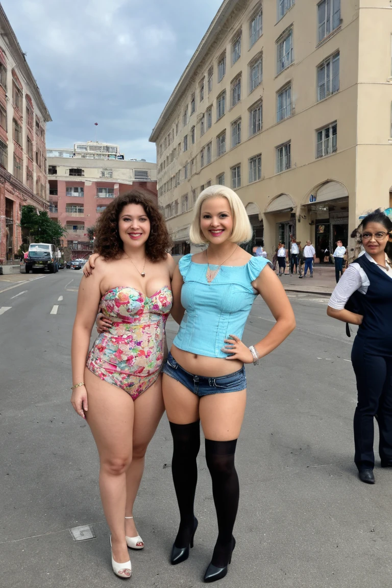 Sexy lingerie ultra realistic full body 49 year old Neapolitan lady with dark complexion, flabby skin on her legs, fat legs and very ugly face, with purple hair, dressed in light blue with a very short skirt, wears light blue shoes with long heels, has a white handbag over her shoulder and stroll along the seafront street in Naples at the foot of the Vesuvius volcano. you see cars with NA plates moving on a beautiful sunny day. --ar 9:16 -