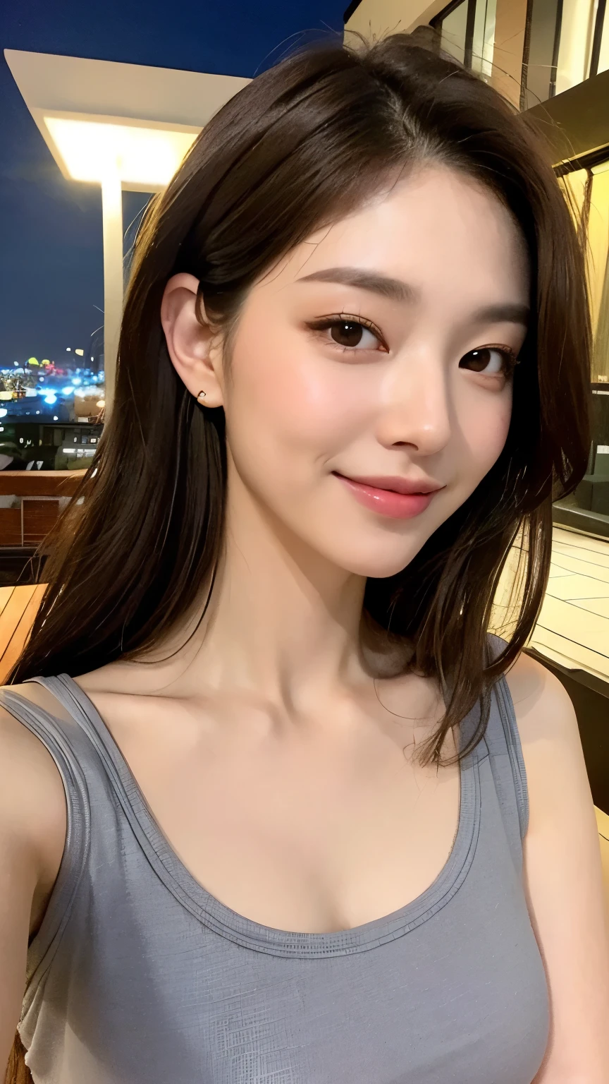 ((Best picture quality, 8K, a masterpiece of:1.3)), 1girl huge large breasts, Beautiful woman with slender abs:1.3, (Casual hairstyle, :1.2), Sexy dress,Ultra-fine face, detailed eye, 双眼皮,Smile with。Take pictures in cute poses,The figure is very bad,tiny small waist,A big-breasted,Close-up,Close-up chest,White-skinned,beautiful in the background