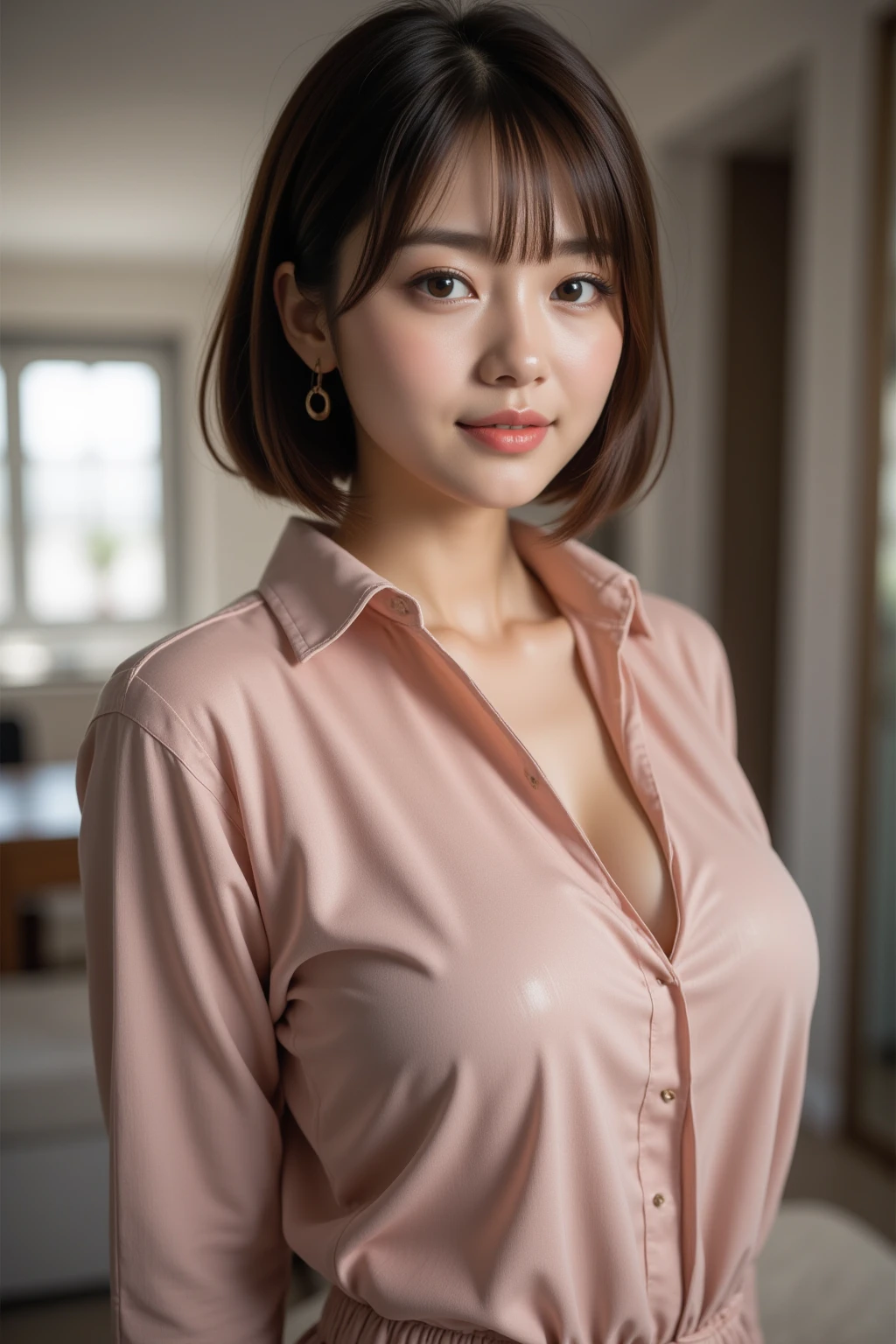 (((neat woman, perverted:1.9,hand on mouth,deep make up:1.8,touch own nipples over clothes:1.9,little pussy juice:1.9))),(((leaning forward on the table,huge breasts:1.8,kind big smile:1.8,blush:1.8,deep cheek:1.8))),please touch me,eat me,tempting viewer,i want you))),(((blush,blush,deep cheek,deep cheek)))),(cinematic lighting), (Photo real:1.4)、(A hyper-realistic:1.4)、(Photorealistic:1.3)、 (gentle lighting: 1.05)、(Improve the lighting quality of your video:0.9)、 32k、25years old woman、photorealistic lighting、Back lighting、Facial Lights、Ray Trace、(bright:1.2)、(Increase quality:1.4)、 (best quality real texture skin)、Fair eyes,delicate face、 Close-up of the face, ((((Wearing the black collared-shirts,pleated beige skirt,high-heel:1.4))),(Bodyline mood improvement:1.1)、Glossy skin、good figure,perfect anatomy,Beautiful actress,(((beautiful huge soft breasts:1.8,huge breasts,slender waist,slender hip,long slender legs,8heads tall))),(((8heads tall))),(((brown midium bob hair,bangs))),(((sweat skin,shiny skin,in the dark beautiful minimal restroom with miror,super clean night view,in the night))),