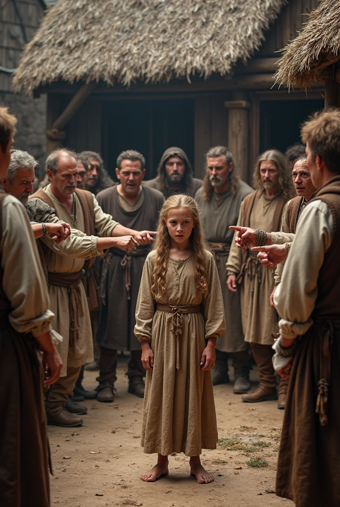 （Realistis：1.4），medieval times，8K，After the war，top down shot，wide wide shot，Close-up，low angles，low  angle shot，Elevation angle，Close-up,Get close to the character，dramatic scene，A princess，The richly dressed princess sits by the devastated city walls，The city is full of beggars，Full of ragged beggars，overcast day，Drizzle，A sense of contrast，and it is raining，Helpless beggars，A group of beggars looked at the princess，Comic storyboard，sad expressions