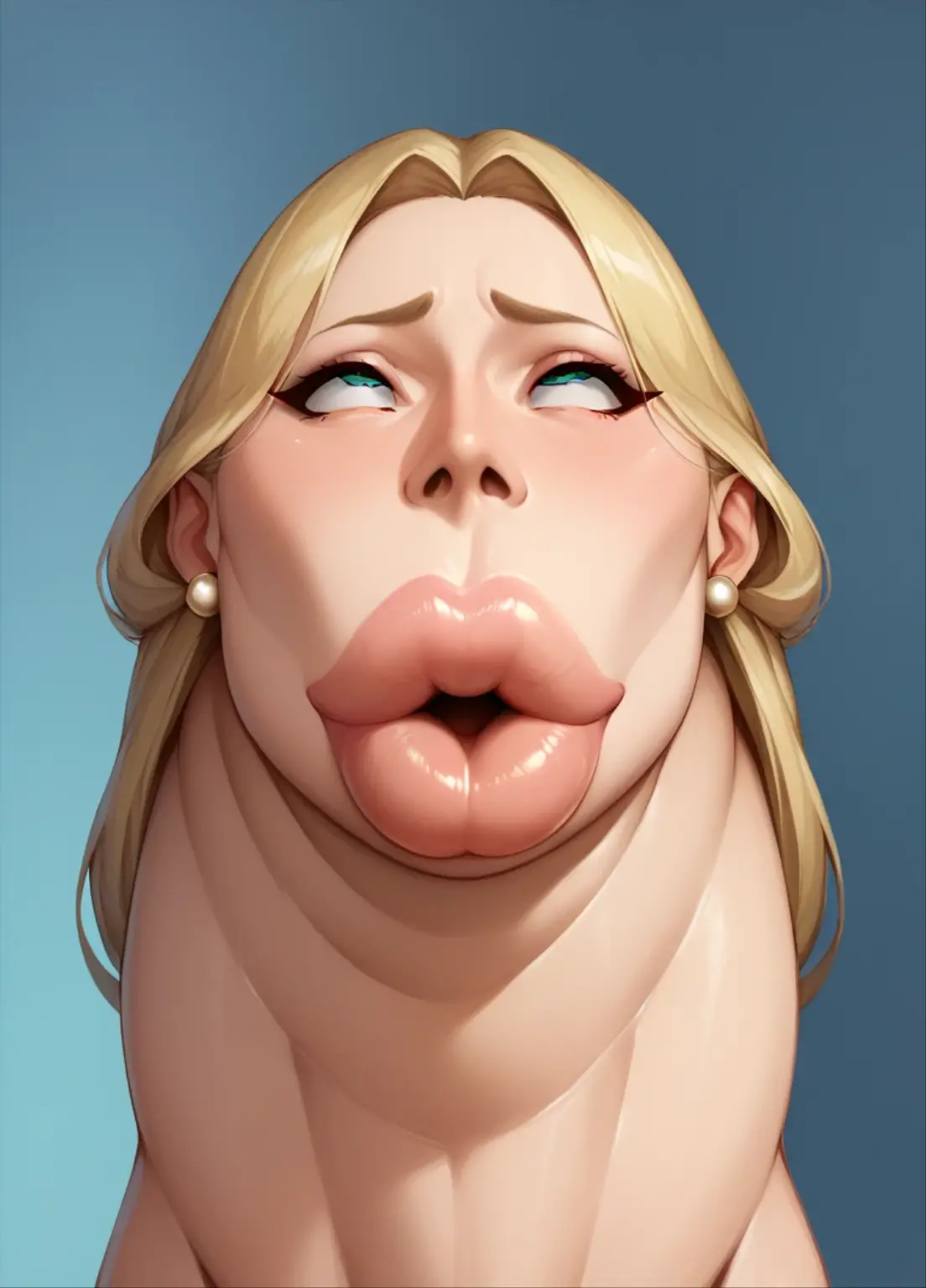 score_9, score_8_up, score_7_up, score_6_up, rating_X, 1girl, pov, focus on face, thick lips mature female, sexy, milf, large breasts, exposed nipples, nsfw, blowjob, saliva, wet, paizuri, elongate mouth, cum, lipstick mark, tongue around, slurping