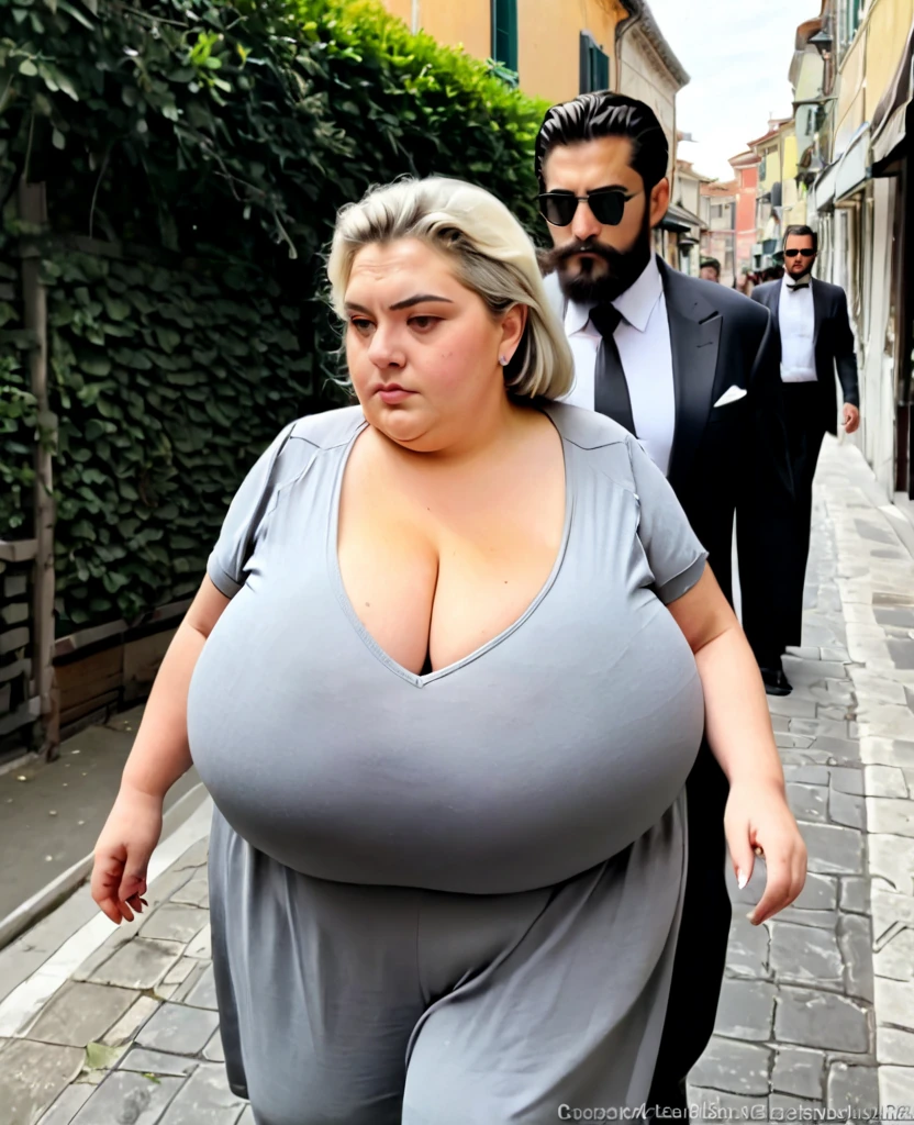 thick black blouse, (big giant enormous oversized massive huge colossal breasts:1.5), (gigantic sagging breasts:1.5), (very long full wavy hair)