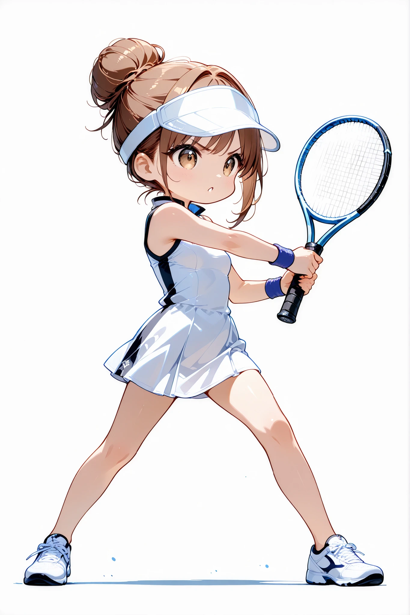 Cartoon girl looking at camera with a badminton racket, a girl playing tennis, itsuko azuma, official fanart, High-quality fanart, Junko Enoshima, chihiro! fujisaki, Playing tennis, Marin Kitagawa fanart, Loli, offcial art, a variety of poses, Badminton, Female protagonist