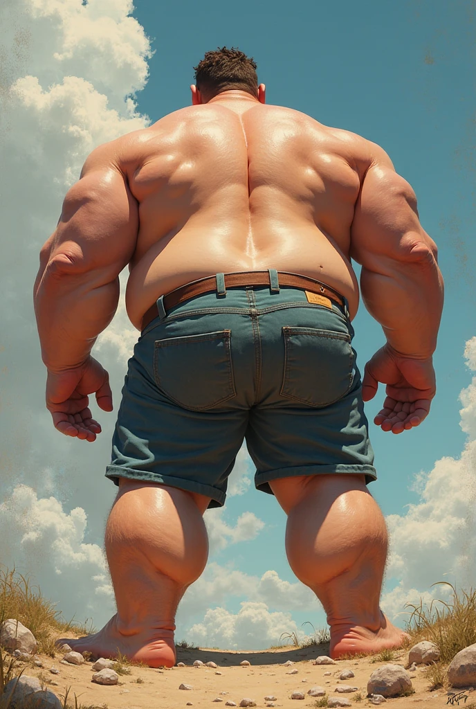 arafed man standing on the beach with a small male, tall and muscular, strong and tall, big muscles, muscular characters, bodybuilder, exaggerated physique, large muscles, muscular character, very beautiful. big muscles, muscular bodies, exaggerated muscle physique, exaggeratedly large physique, absurdly muscular physique, body builder, big muscle, incredibly strong and tall