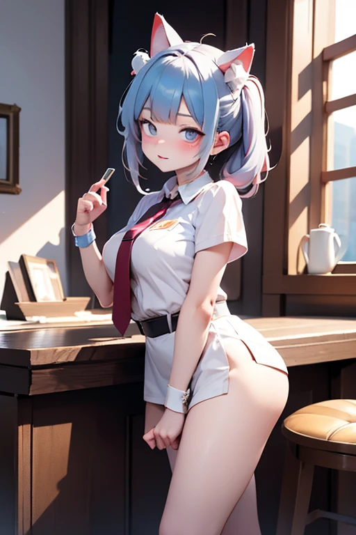 (masterpiece), delicate, extremely detailed, (watercolor), blooming, illustration, (1girl:1.4), (solo:1.2), (beautiful eyes, shiny eyes), (fluffy hair), photography, Studio Quality, Fisheye Lens, (best quality, glowing light, blushed, glistening, shiny skin, ultra detailed), kamisato_ayaka, genshin impact, (panties, white panties, no bra, naked, behind, ass, firm ass, butt,), sexy, (detailed background, complex background, school, classroom, window), (perfect face, detailed face, detailed eyes,perfect hands,perfect fingers), cowboy shot, ((8k wallpaper))