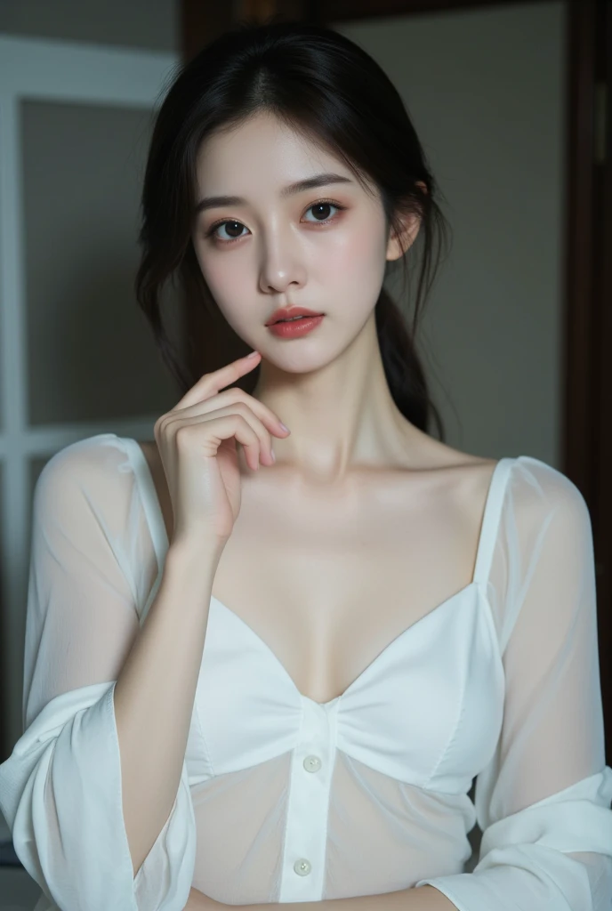 Tabletop, Highest quality, figure, Super detailed, In detail, High resolution, 8k wallpaper, Perfect dynamic composition, Beautiful attention to detail, Natural Lip ,Cleavage, whole body, See-through:1.5 、bedroom、On a man&#39;s body、Bottomless Nude、NSFW 、Beautiful feet、barefoot、前が開いてヘソが見えるSee-throughのワンピース、I can see the vagina、A 12-year-old with a cute smile、Big Breasts、Delicate slender body、オフショルダーのSee-throughのブラトップ、Lower body nude、Nipples are visible、I can see the vagina、barefoot、Off-shoulder camisole、Glowing SkinのLittle Girl、Nipples are visible、Sit with your knees up、Glowing Skin、Sweat、Wet skin、My vagina is wet and open、、Innocent 12 year old girl、Beautiful girl with a well-groomed face、Big Eyes、Well-formed eyes、The best gravure idolasterpiece、High resolution、Beautiful girl with a cute smile、A beautiful girl with an innocent face