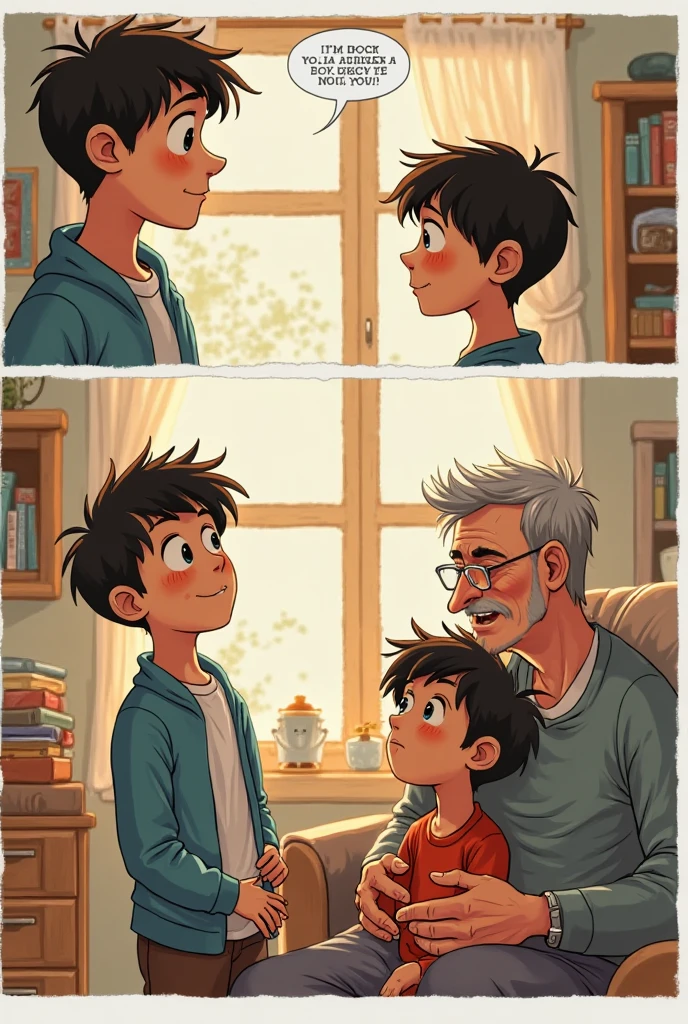 a man hugging his son