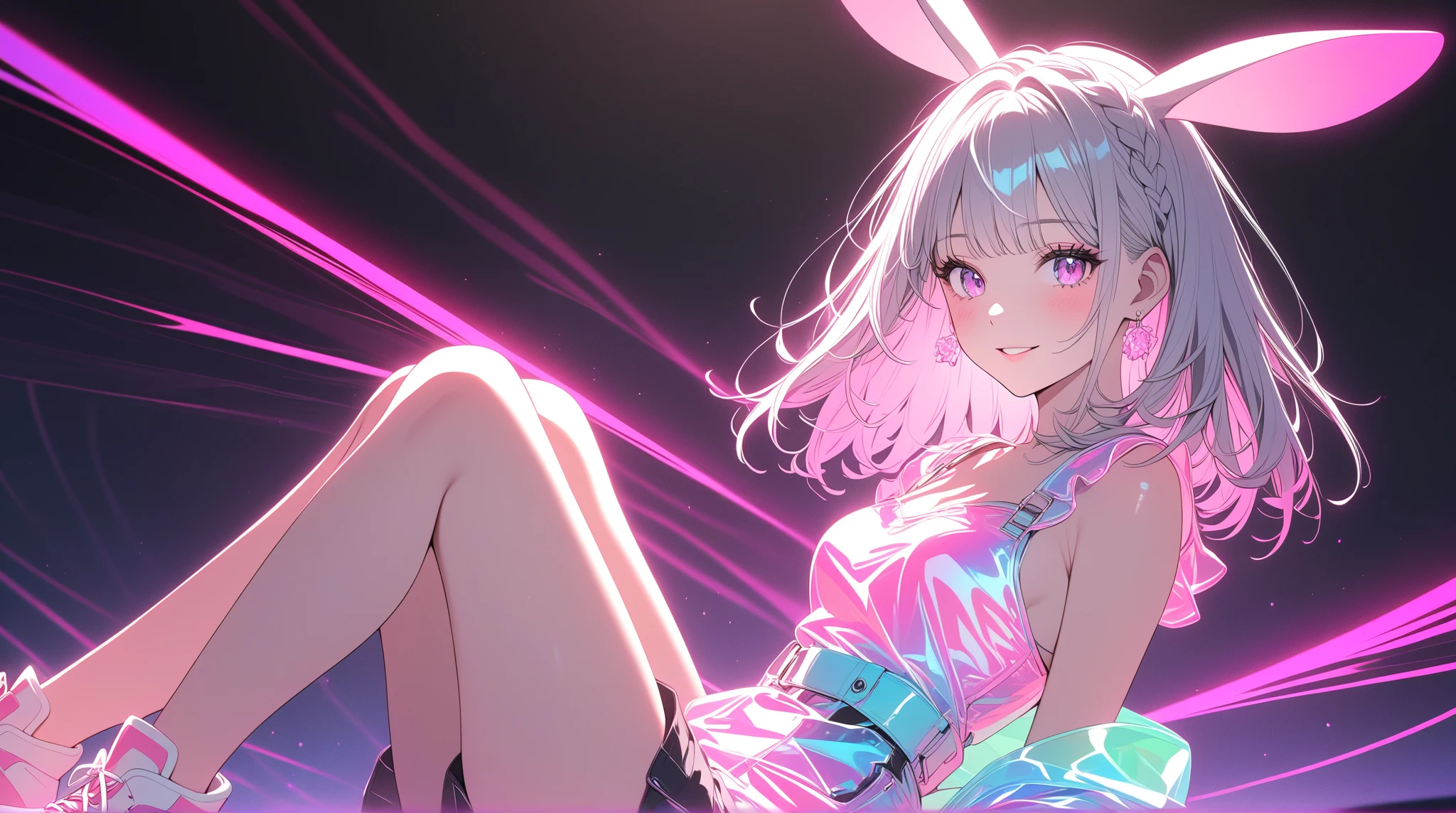 Pink Hair、ピンク目girl、Small breasts、Hair Bun、girl、Small breasts、Lolita、Bright smile、Looks about 15 years old、Petan Musume、short、目のhighlight、Sexy thighs、Bunny Girl Costume、Bunny ears、casino、Super sexy bunny girl、Please show me your armpits、Your eyes are so beautiful、highlight