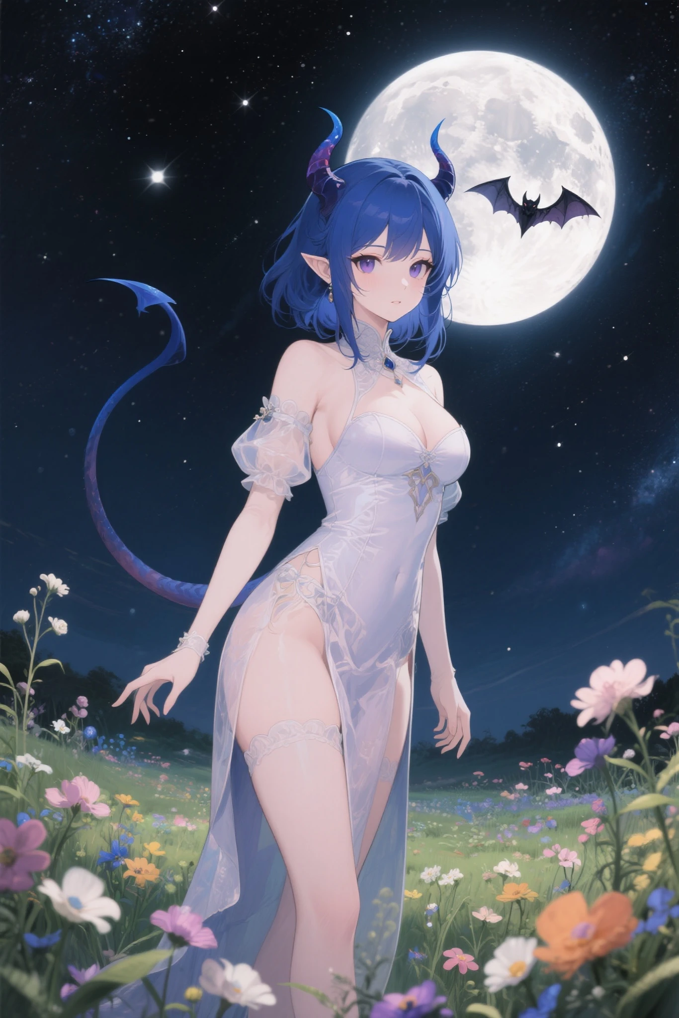 (masterpiece, best_quality, ultra-detailed, immaculate:1.3), epic, illustration, elf arctic ,Yakuza ninja lord villainess, lace , leg tattoos, tattoos,black hair, pixie cut,Gibson Tuck, , small breasts, slim figure, paw pose, moonlit night, in a Russian nebula, in the urban, flooded woods, bombshell hair, black hair, Pull Through Ponytail, walking<lora:EnvyBeautyMix24:1>