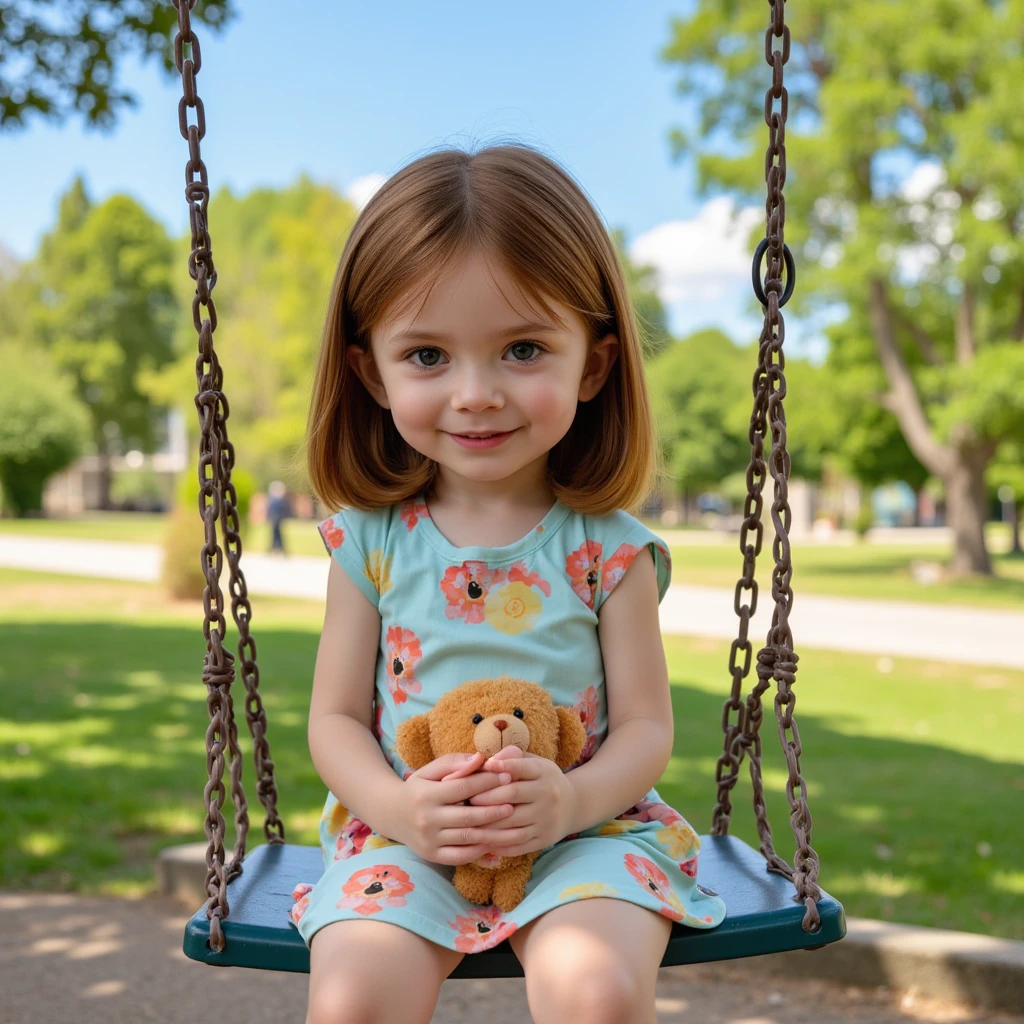 Baby playing on the playground on a sunny day