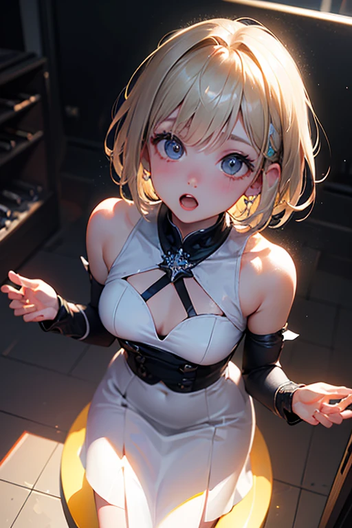 (blushing face:1.4), (heart-shaped pupil:1.4), (sweaty:1.5), open mouth, tongue out, ((full body)), (grabbing breasts:1.3)