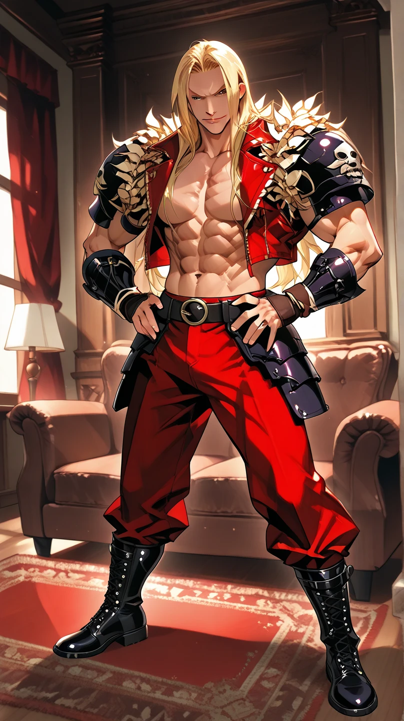 (masterpiece, best quality), 2 boy, young man,Shyness blush,musculous, short blue purple and pink-orange hair, Dark gray eyes, complex, (dress room), full bodyesbian, White baseball uniform, Open light purple jacket, Pectoralis abdominal muscles,vivd colour,(depth of fields:1.2),(abs),Be red in the face,looking at viewert,A piano,spread their legs,