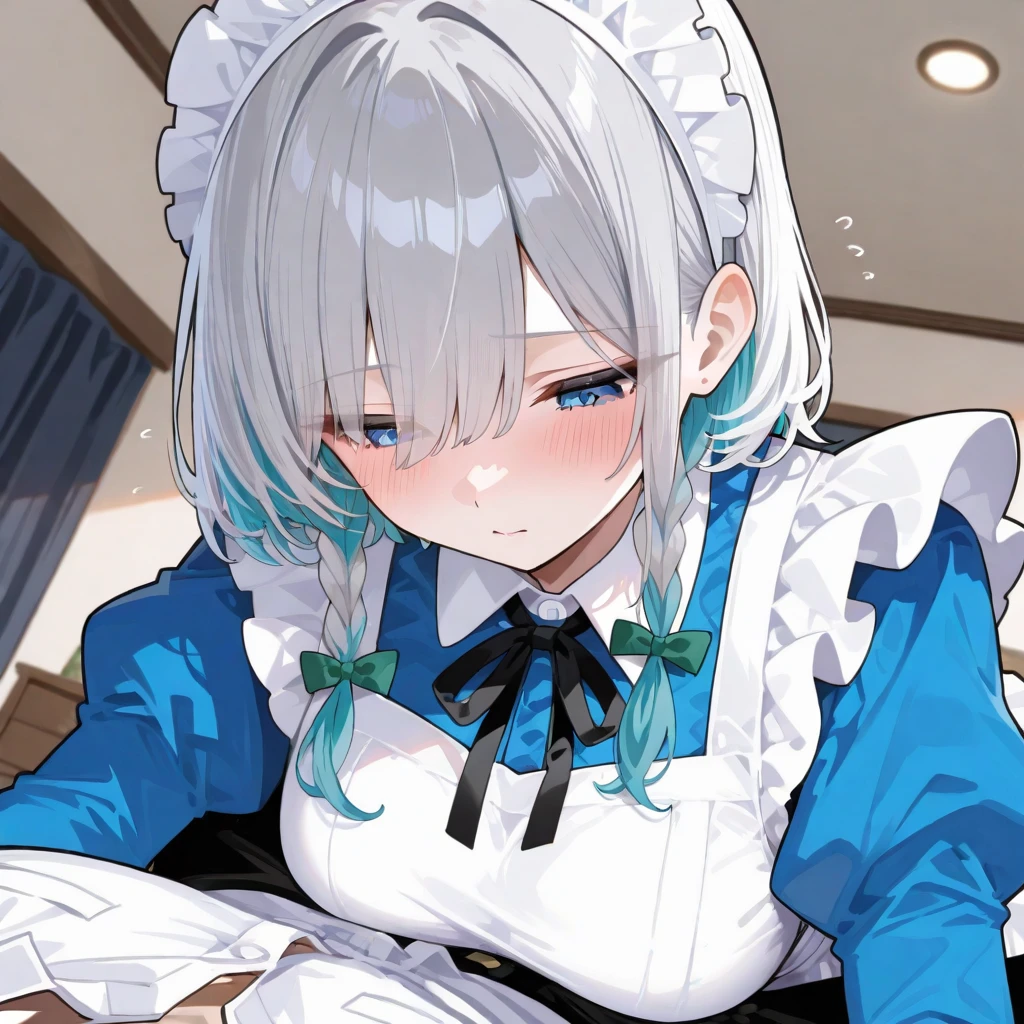 Silver Hair　straight　Fair skin　Fake smile　High school girls　uniform　masterpiece